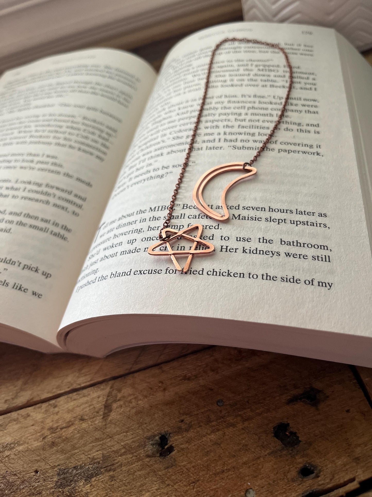Moon & Stars Chain Bookmark | Handmade Copper Bookish Gift | Book Jewelry | Reading Accessory