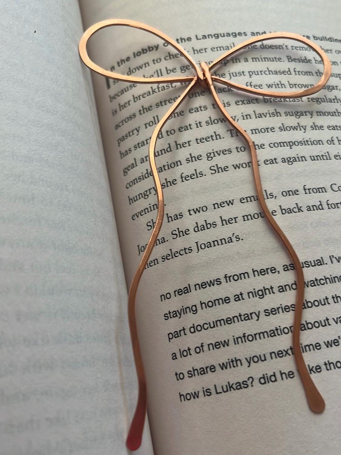 Bow Ribbon Bookmark | Handmade Salvaged Copper Wire Line Art | Reading Accessory | Journal Diary Notebook Stationary | Book Jewelry Bookish