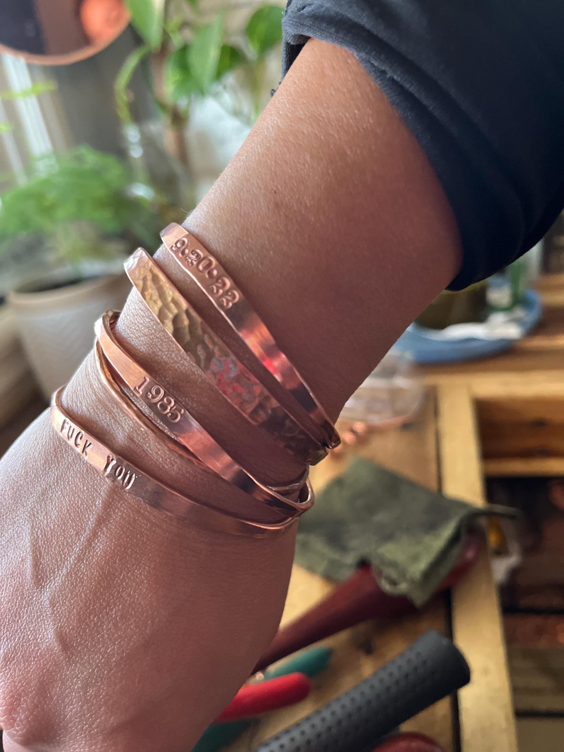 Personalized Copper Cuff Bracelet: Handmade Metal Jewelry Customizable Upcycled and Salvaged