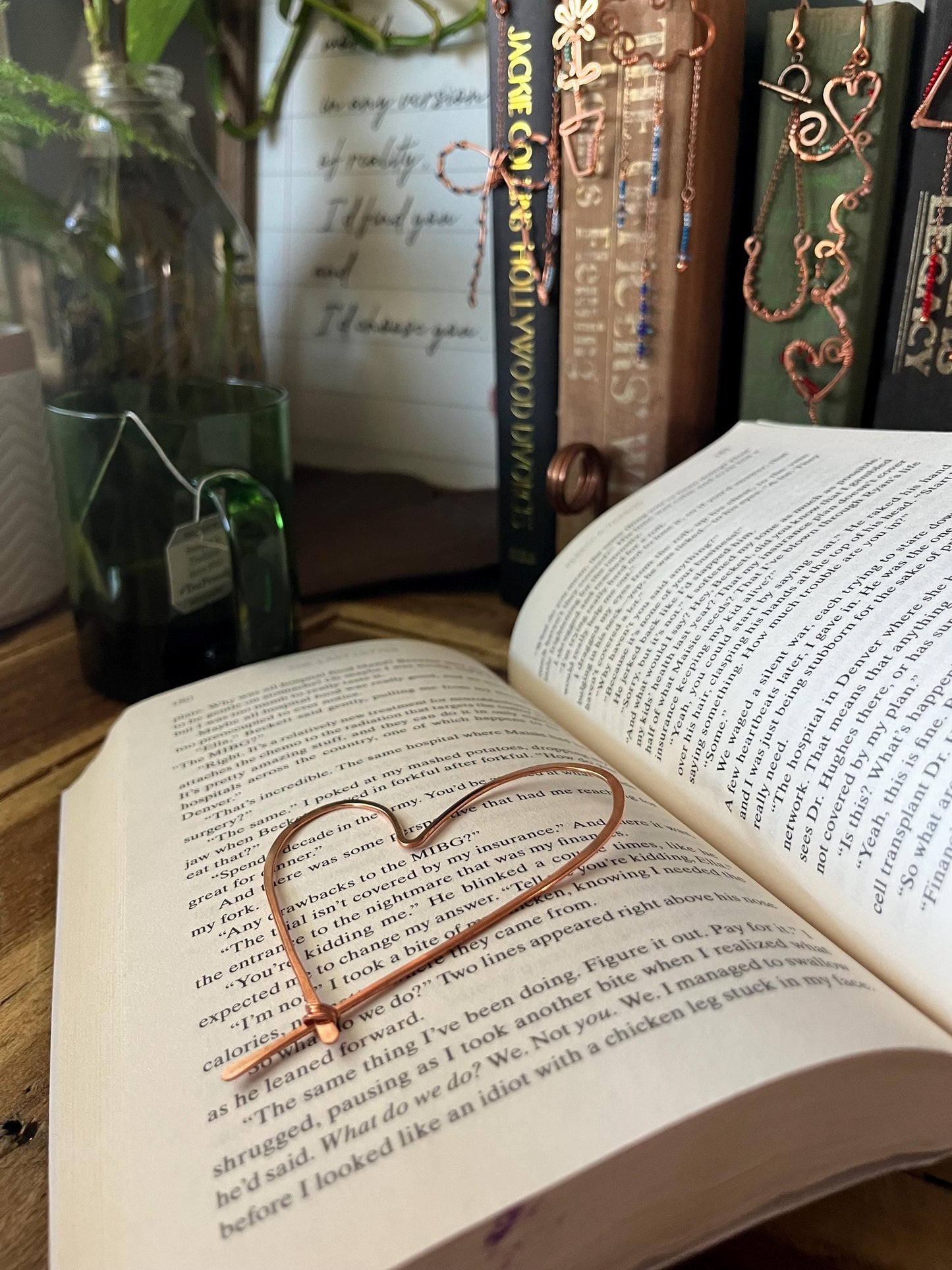 Heart Book Mark Handmade Copper Bookmark: Book Jewelry, Bookish Gift for Readers, Romance Book Club Accessories