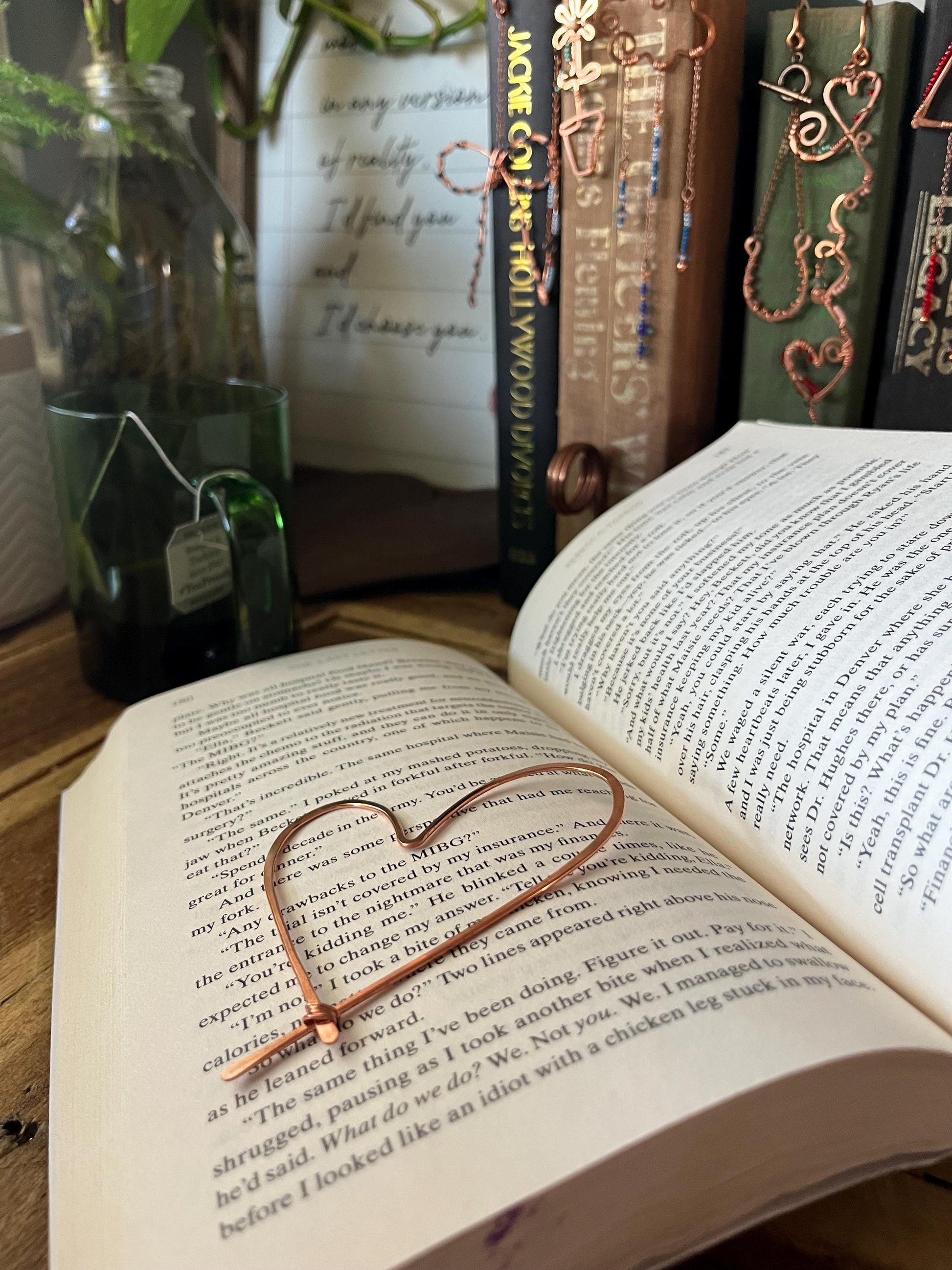 Heart Book Mark Handmade Copper Bookmark: Book Jewelry, Bookish Gift for Readers, Romance Book Club Accessories