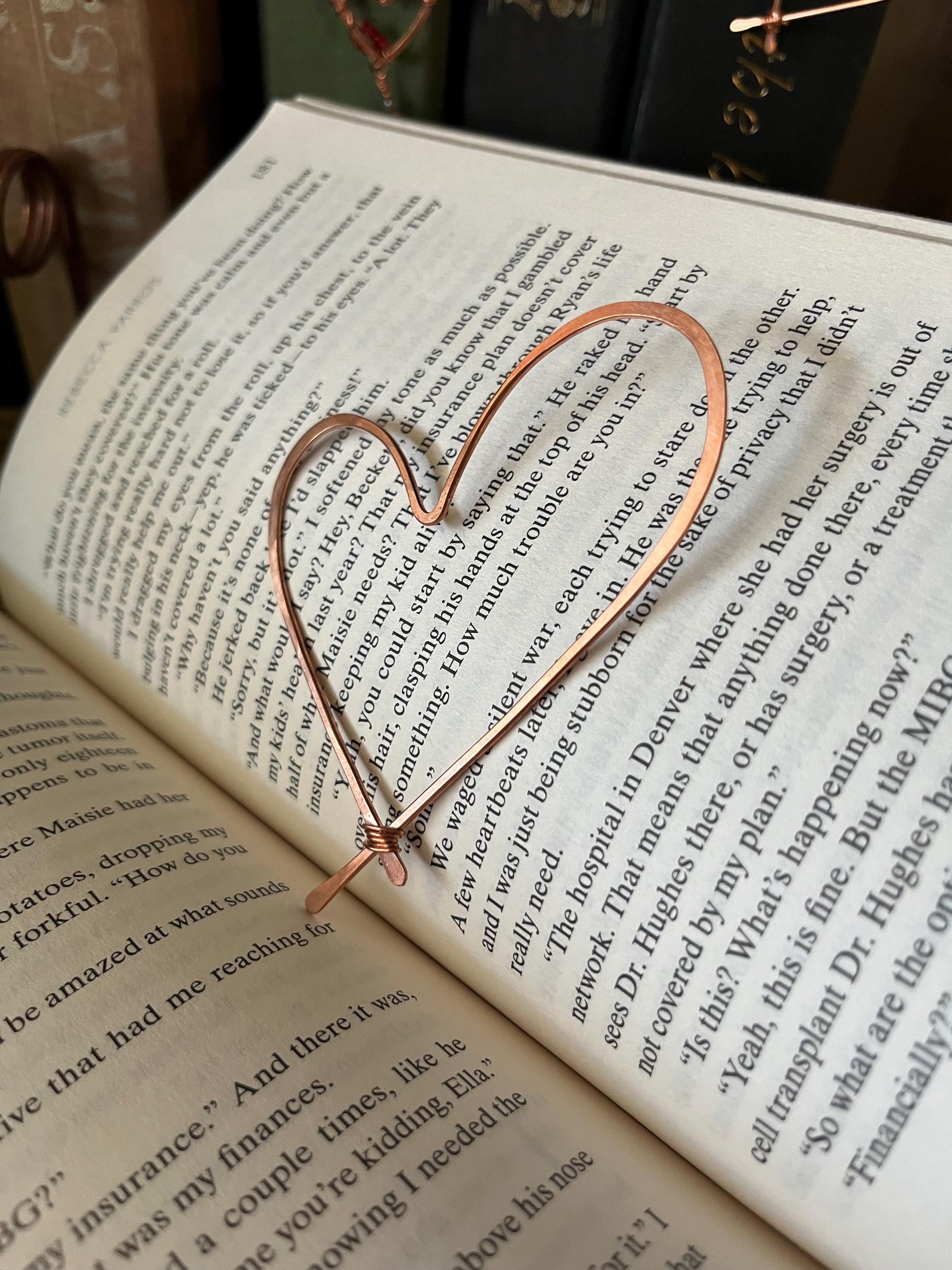 Heart Book Mark Handmade Copper Bookmark: Book Jewelry, Bookish Gift for Readers, Romance Book Club Accessories