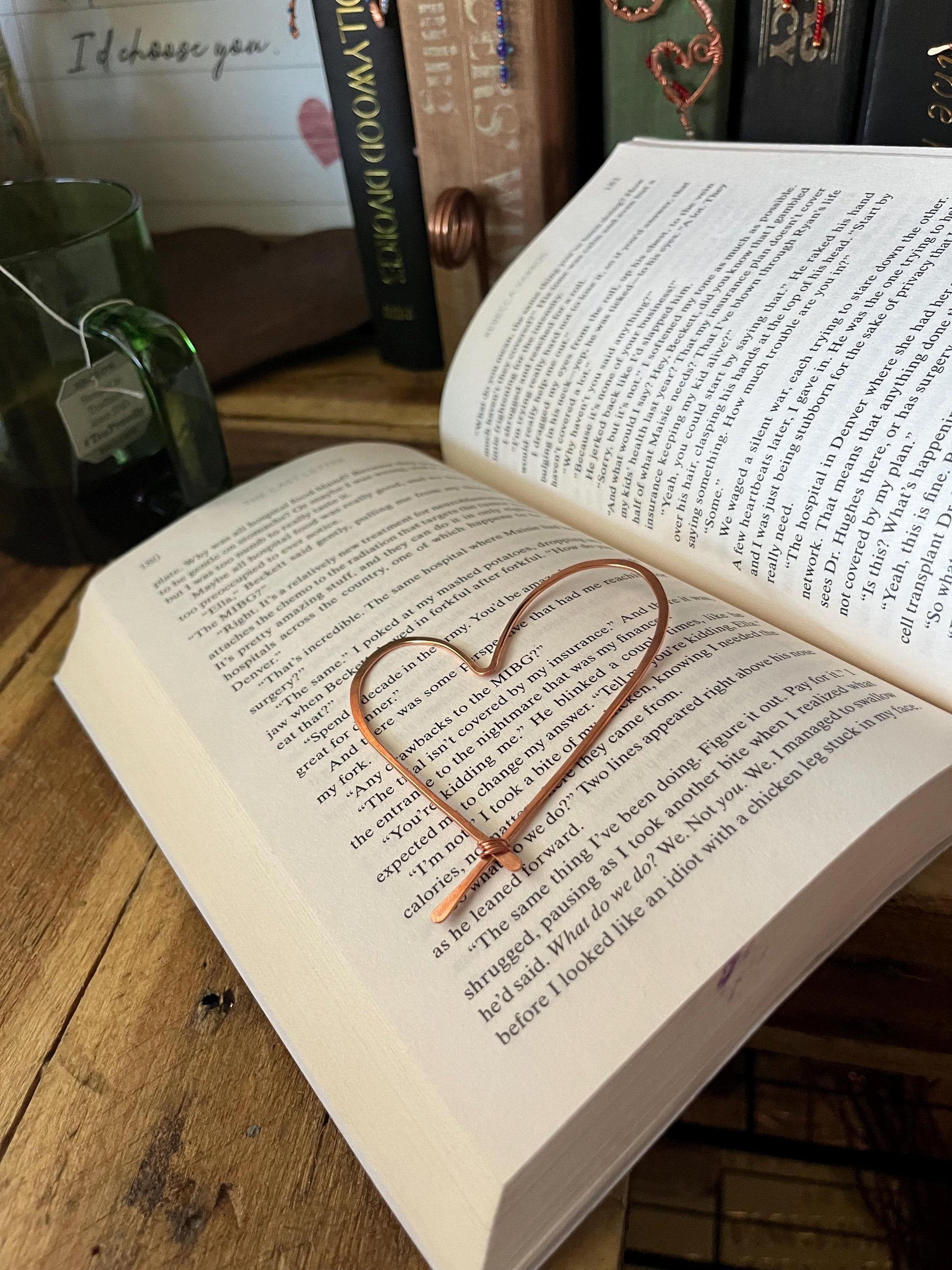 Heart Book Mark Handmade Copper Bookmark: Book Jewelry, Bookish Gift for Readers, Romance Book Club Accessories