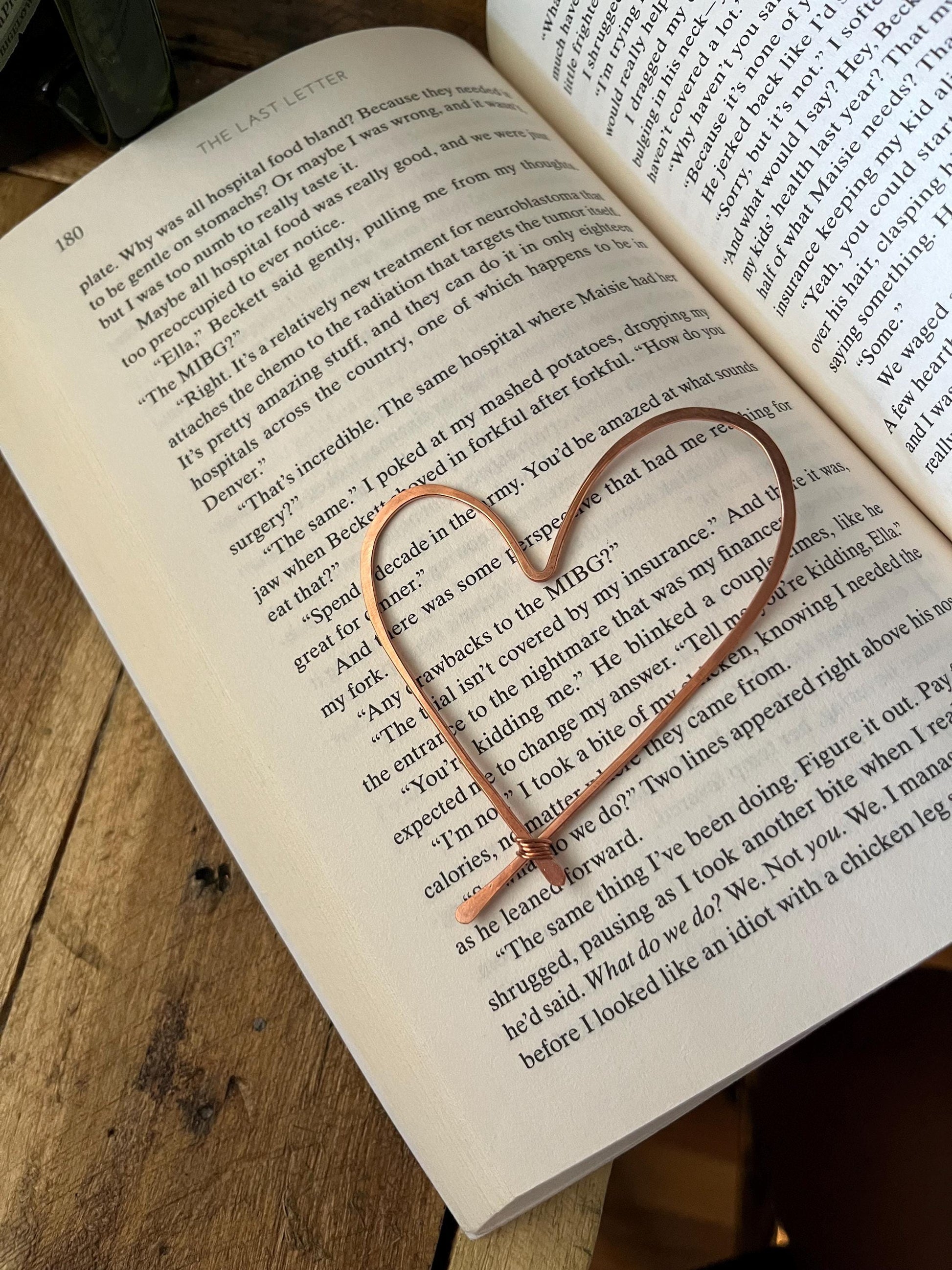 Heart Book Mark Handmade Copper Bookmark: Book Jewelry, Bookish Gift for Readers, Romance Book Club Accessories