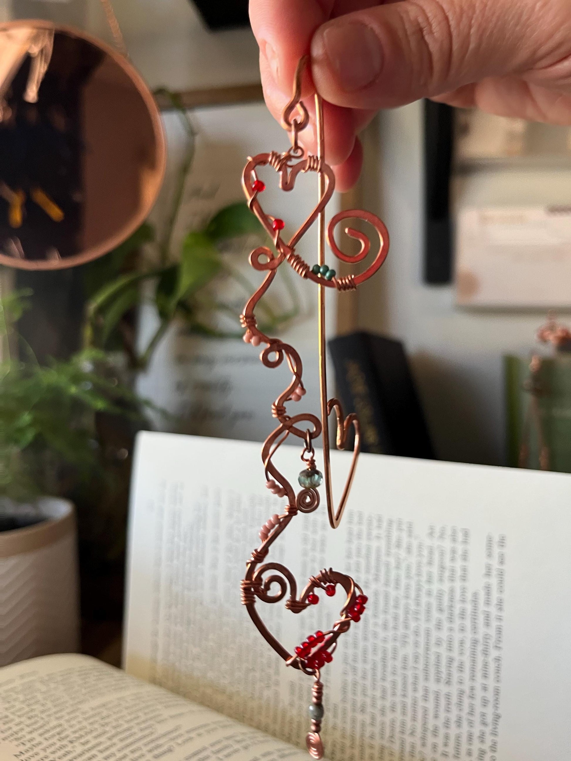 Medieval Fantasy Romance Book Mark Book Hook Handmade Copper Bookmark: Book Jewelry, Reader Bookish Gift, Book Club, 7 Year Anniversary Gift