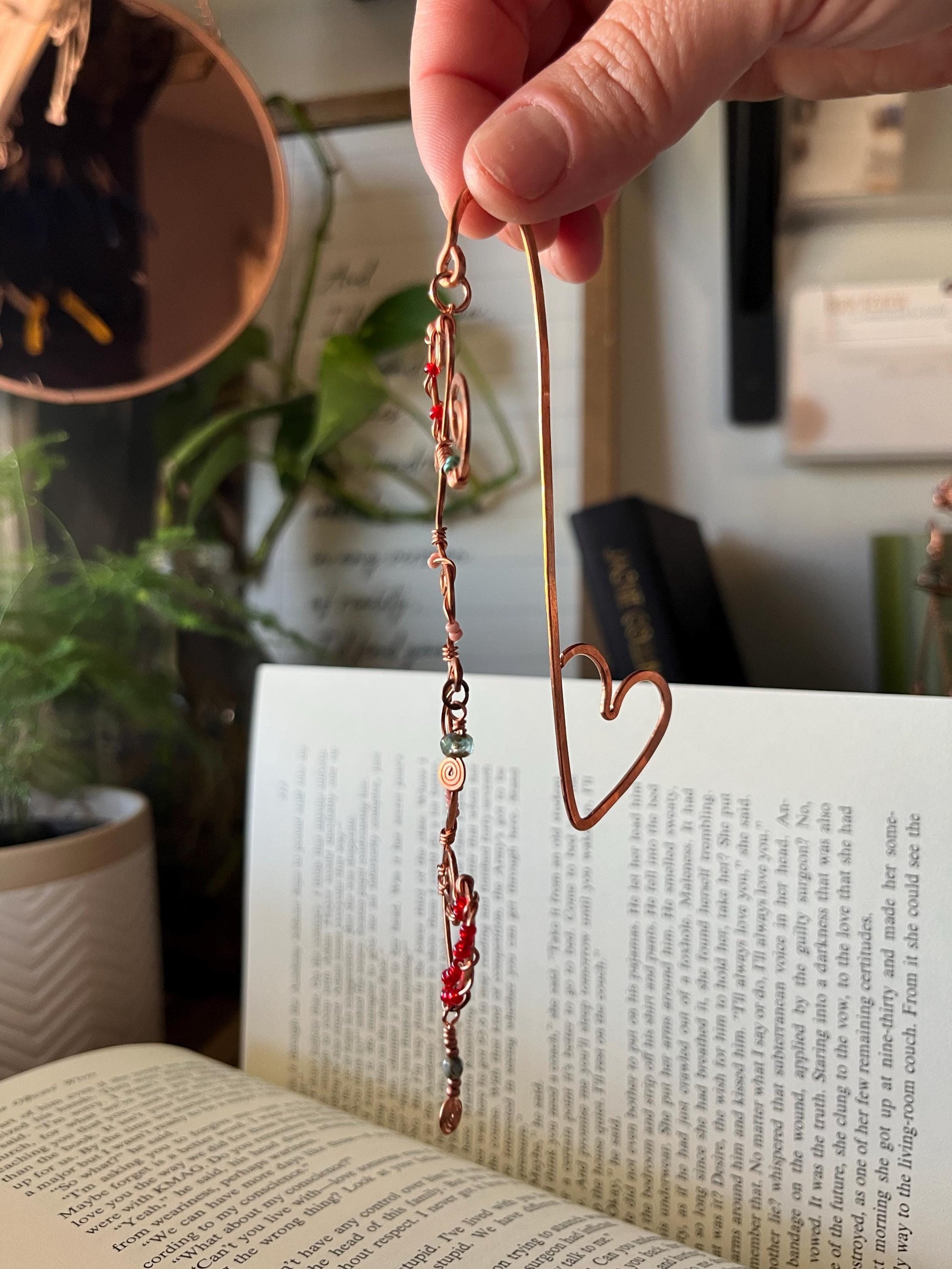 Medieval Fantasy Romance Book Mark Book Hook Handmade Copper Bookmark: Book Jewelry, Reader Bookish Gift, Book Club, 7 Year Anniversary Gift
