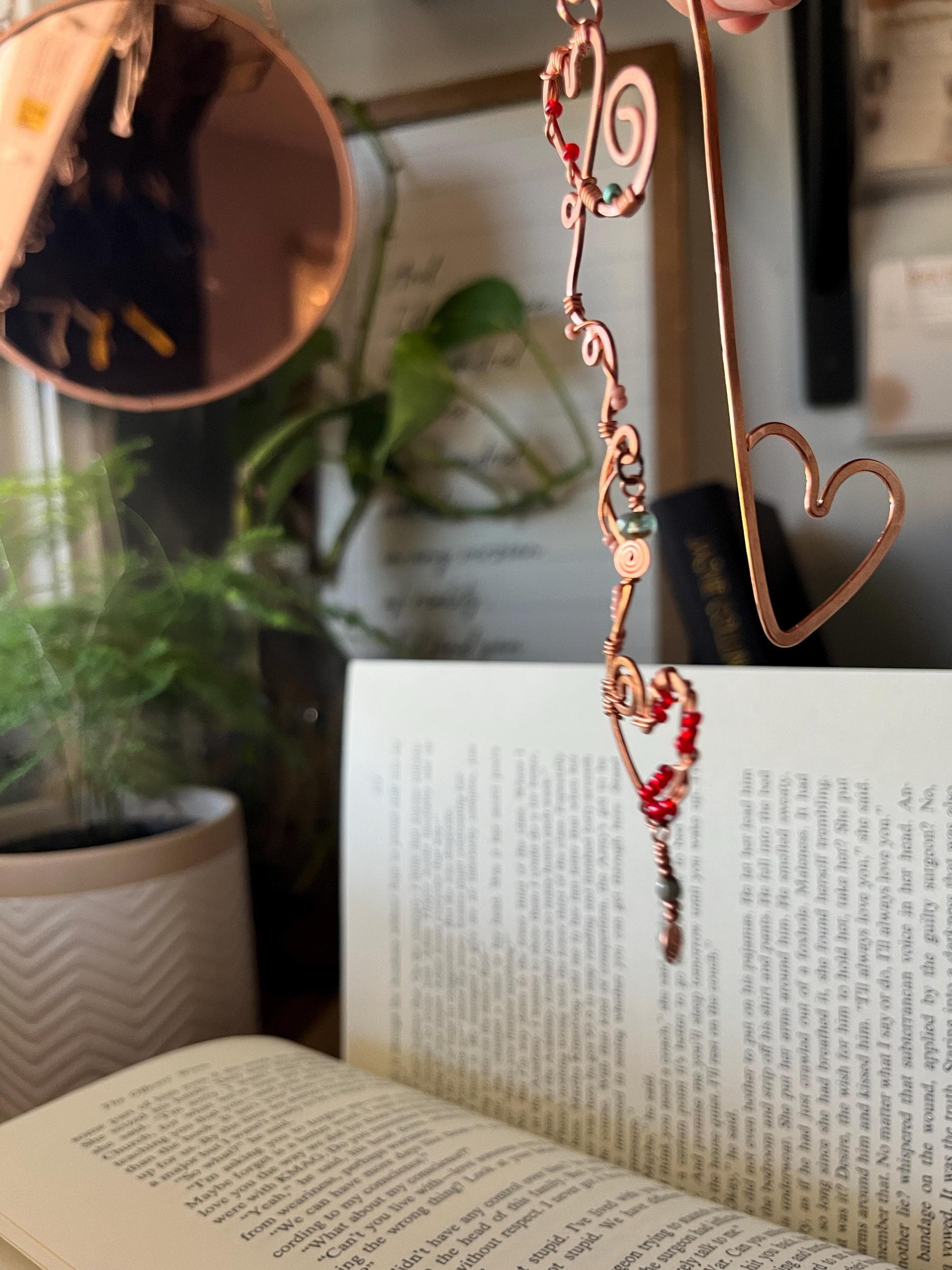 Medieval Fantasy Romance Book Mark Book Hook Handmade Copper Bookmark: Book Jewelry, Reader Bookish Gift, Book Club, 7 Year Anniversary Gift