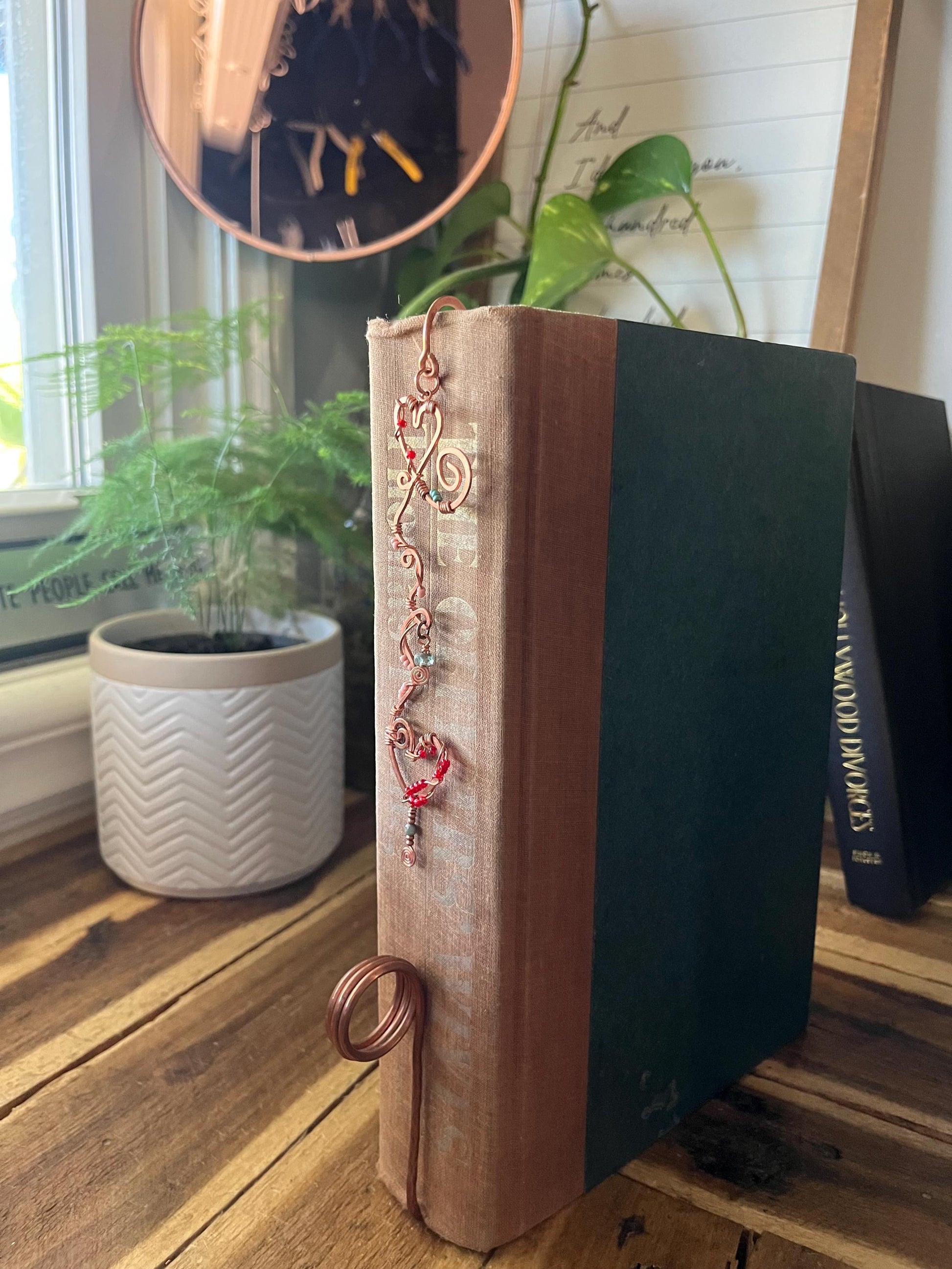 Medieval Fantasy Romance Book Mark Book Hook Handmade Copper Bookmark: Book Jewelry, Reader Bookish Gift, Book Club, 7 Year Anniversary Gift