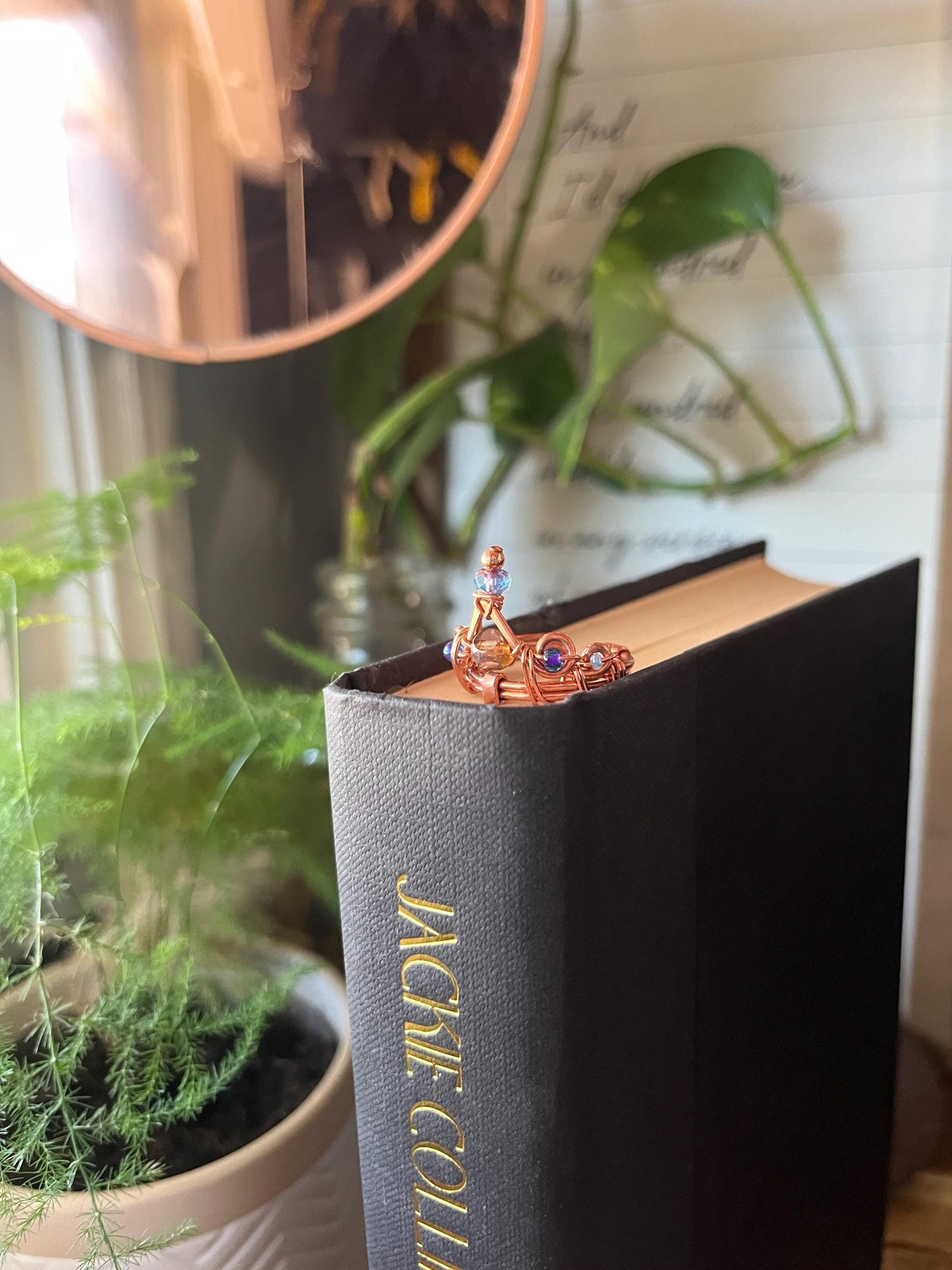 Fantasy Crown Tiara Book Mark Book Hook Handmade Copper Bookmark: Book Jewelry, Reader Bookish Gift, Book Club, 7 Year Anniversary Gift