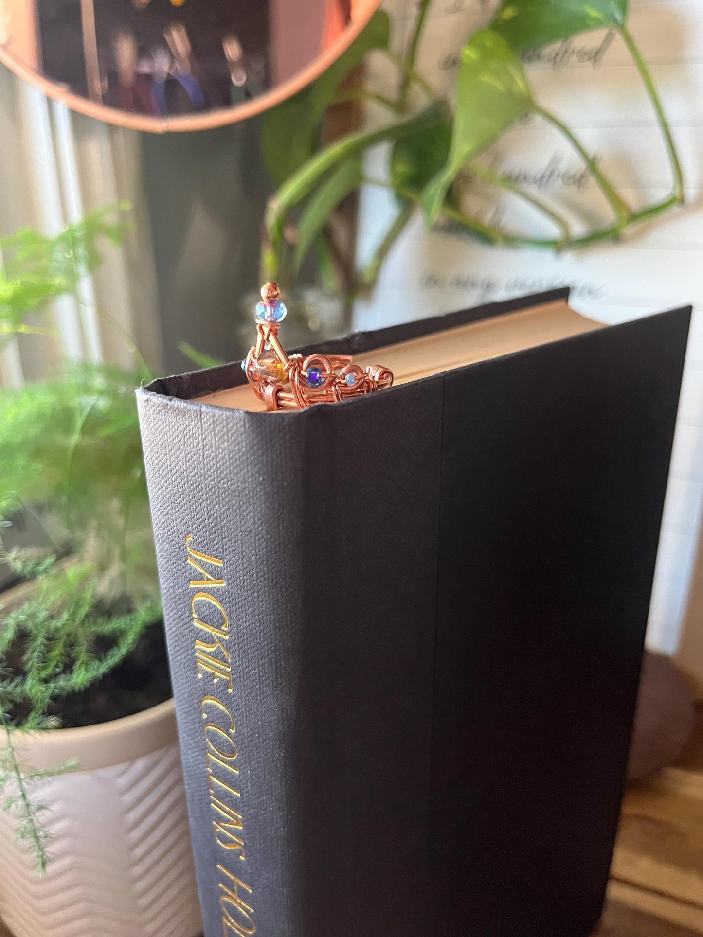 Fantasy Crown Tiara Book Mark Book Hook Handmade Copper Bookmark: Book Jewelry, Reader Bookish Gift, Book Club, 7 Year Anniversary Gift