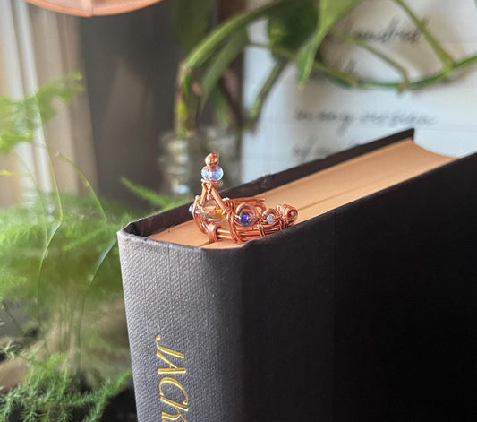 Fantasy Crown Tiara Book Mark Book Hook Handmade Copper Bookmark: Book Jewelry, Reader Bookish Gift, Book Club, 7 Year Anniversary Gift