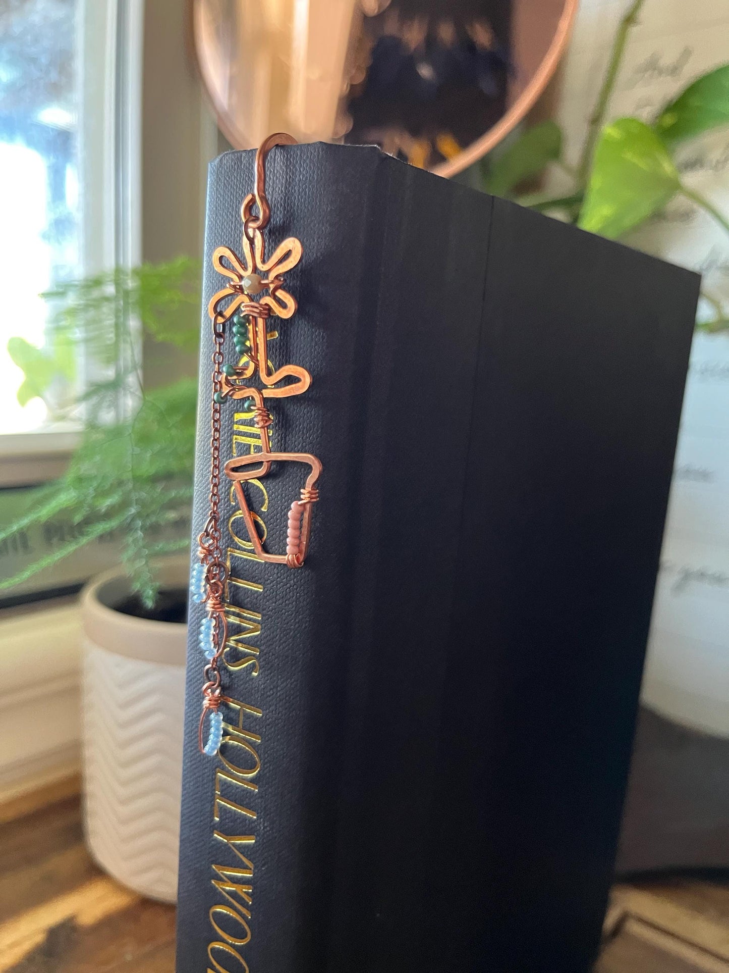 Flower Pot Book Mark Book Hook Handmade Copper Bookmark: Floral Book Jewelry, Reader Bookish Gift, Book Club, 7 Year Anniversary Gift