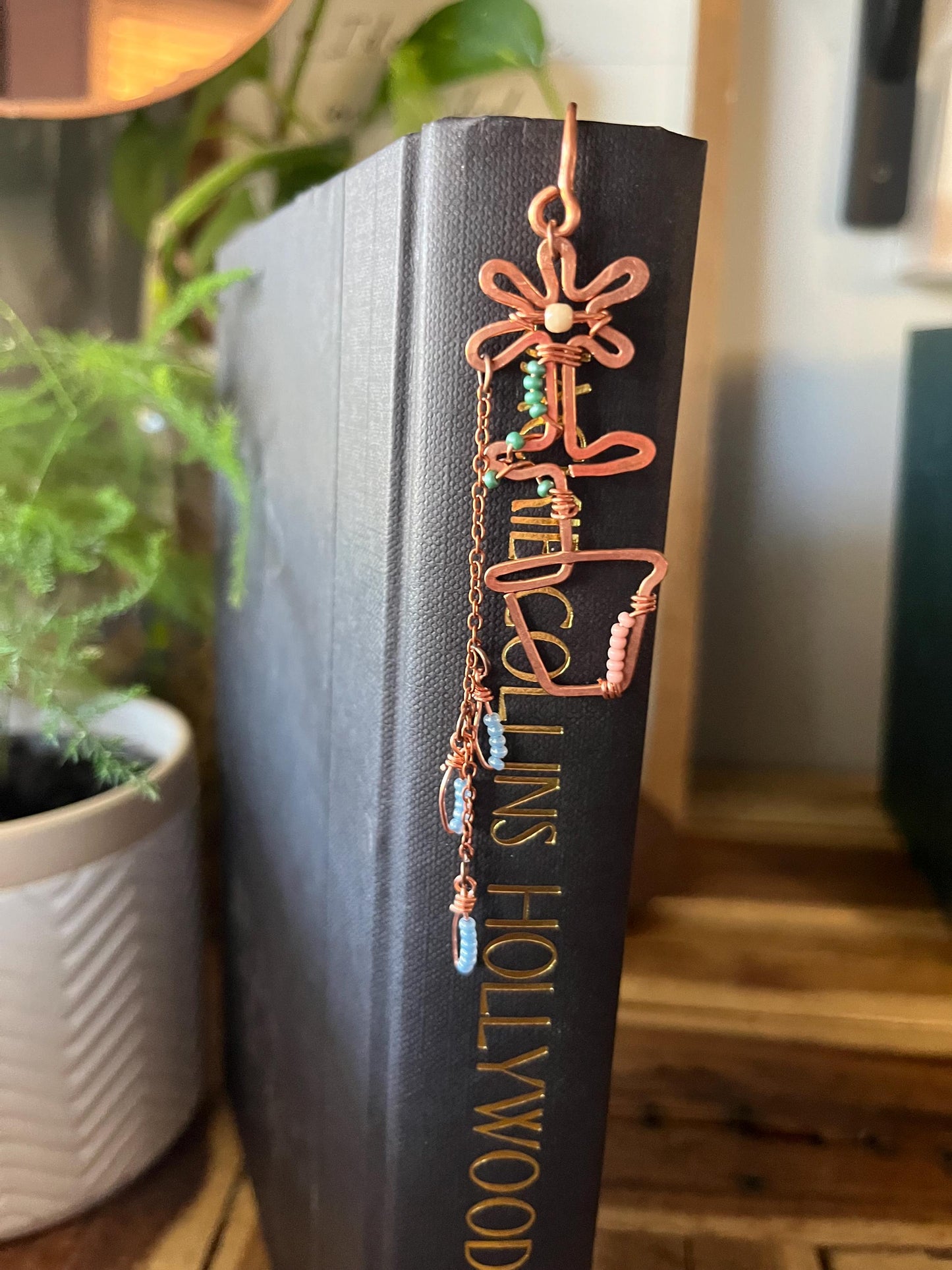 Flower Pot Book Mark Book Hook Handmade Copper Bookmark: Floral Book Jewelry, Reader Bookish Gift, Book Club, 7 Year Anniversary Gift