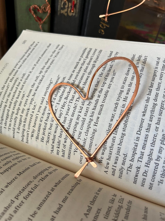 Heart Book Mark Handmade Copper Bookmark: Book Jewelry, Bookish Gift for Readers, Romance Book Club Accessories