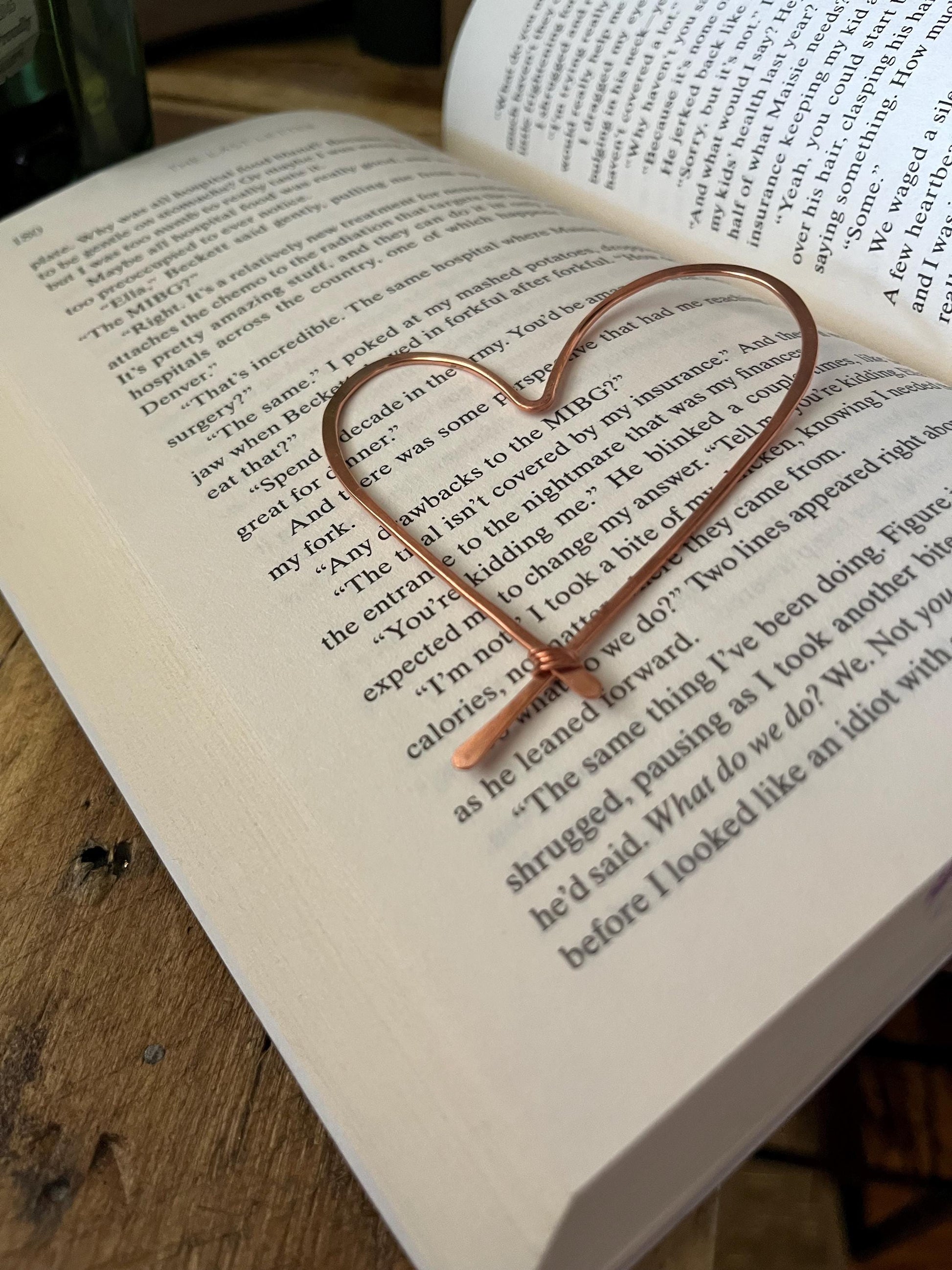 Heart Book Mark Handmade Copper Bookmark: Book Jewelry, Bookish Gift for Readers, Romance Book Club Accessories