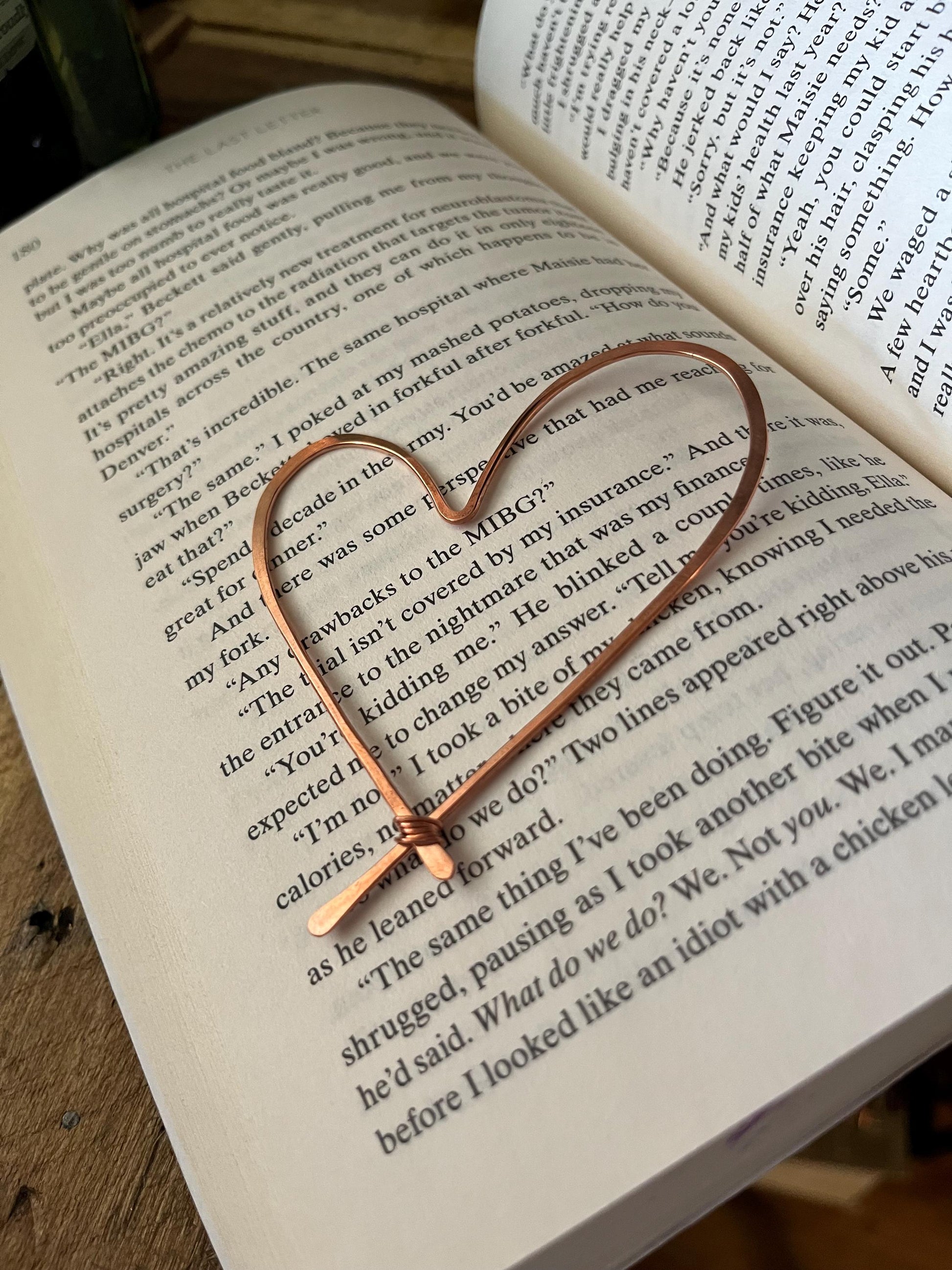 Heart Book Mark Handmade Copper Bookmark: Book Jewelry, Bookish Gift for Readers, Romance Book Club Accessories