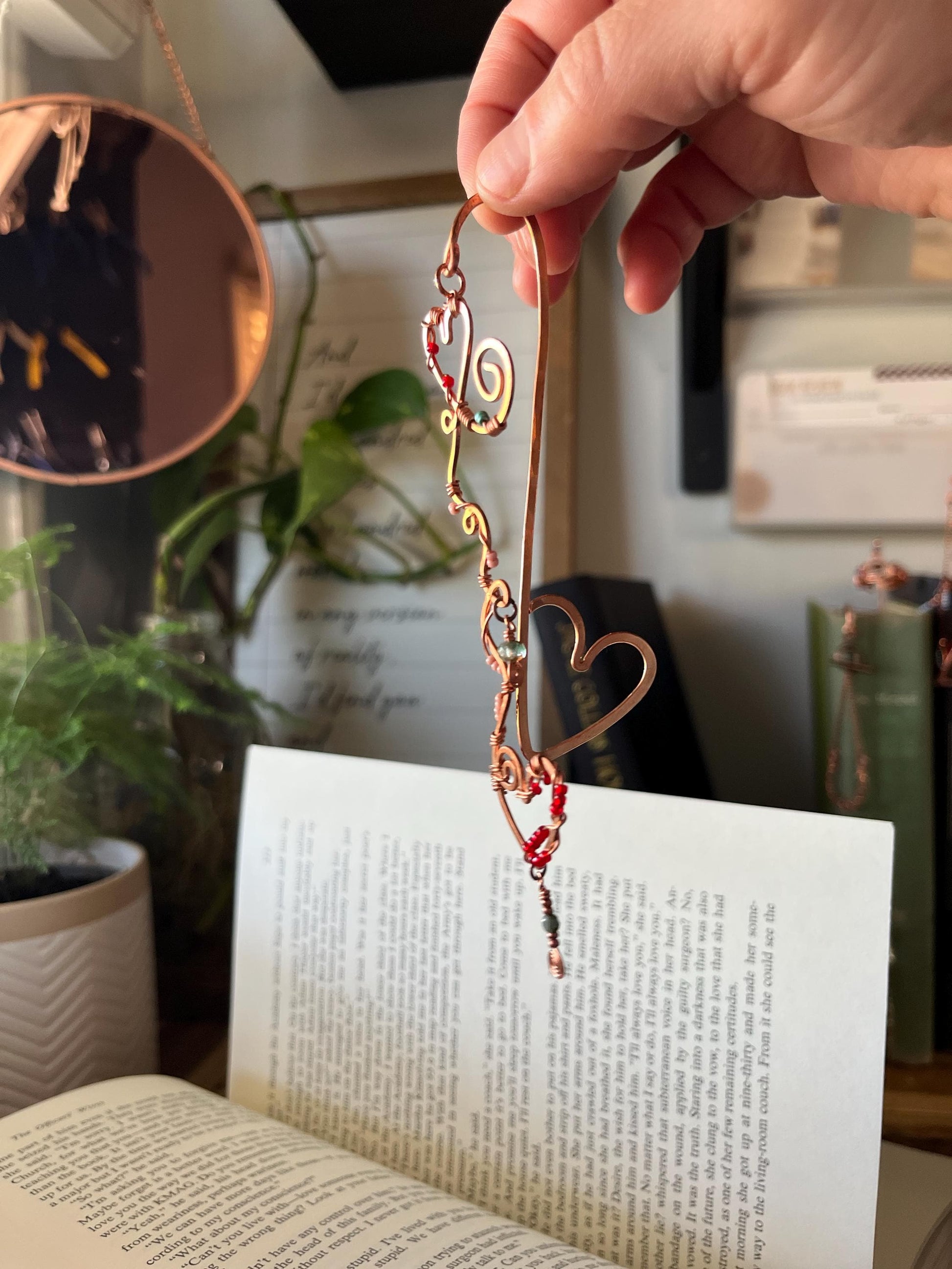 Medieval Fantasy Romance Book Mark Book Hook Handmade Copper Bookmark: Book Jewelry, Reader Bookish Gift, Book Club, 7 Year Anniversary Gift