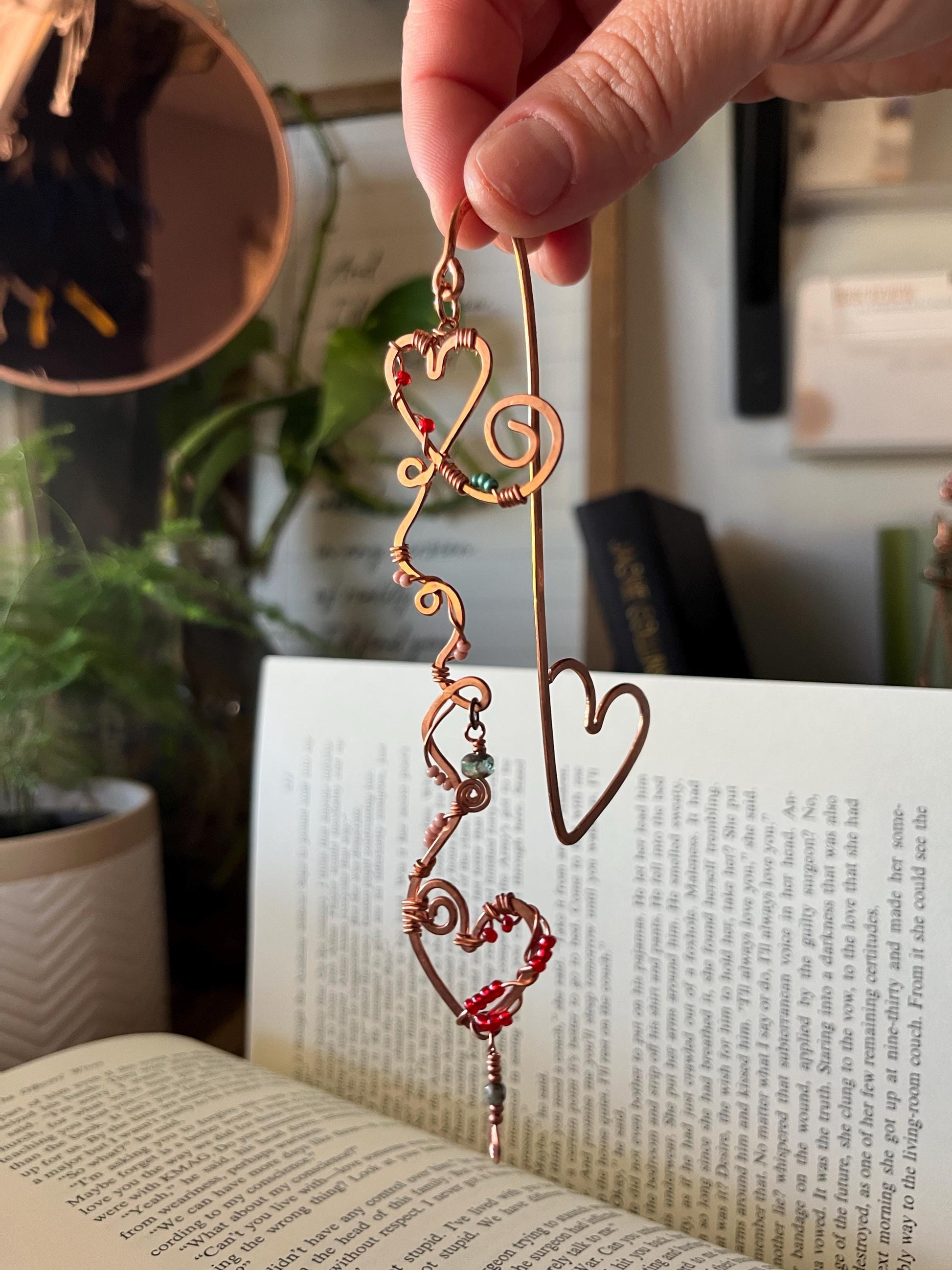 Medieval Fantasy Romance Book Mark Book Hook Handmade Copper Bookmark: Book Jewelry, Reader Bookish Gift, Book Club, 7 Year Anniversary Gift