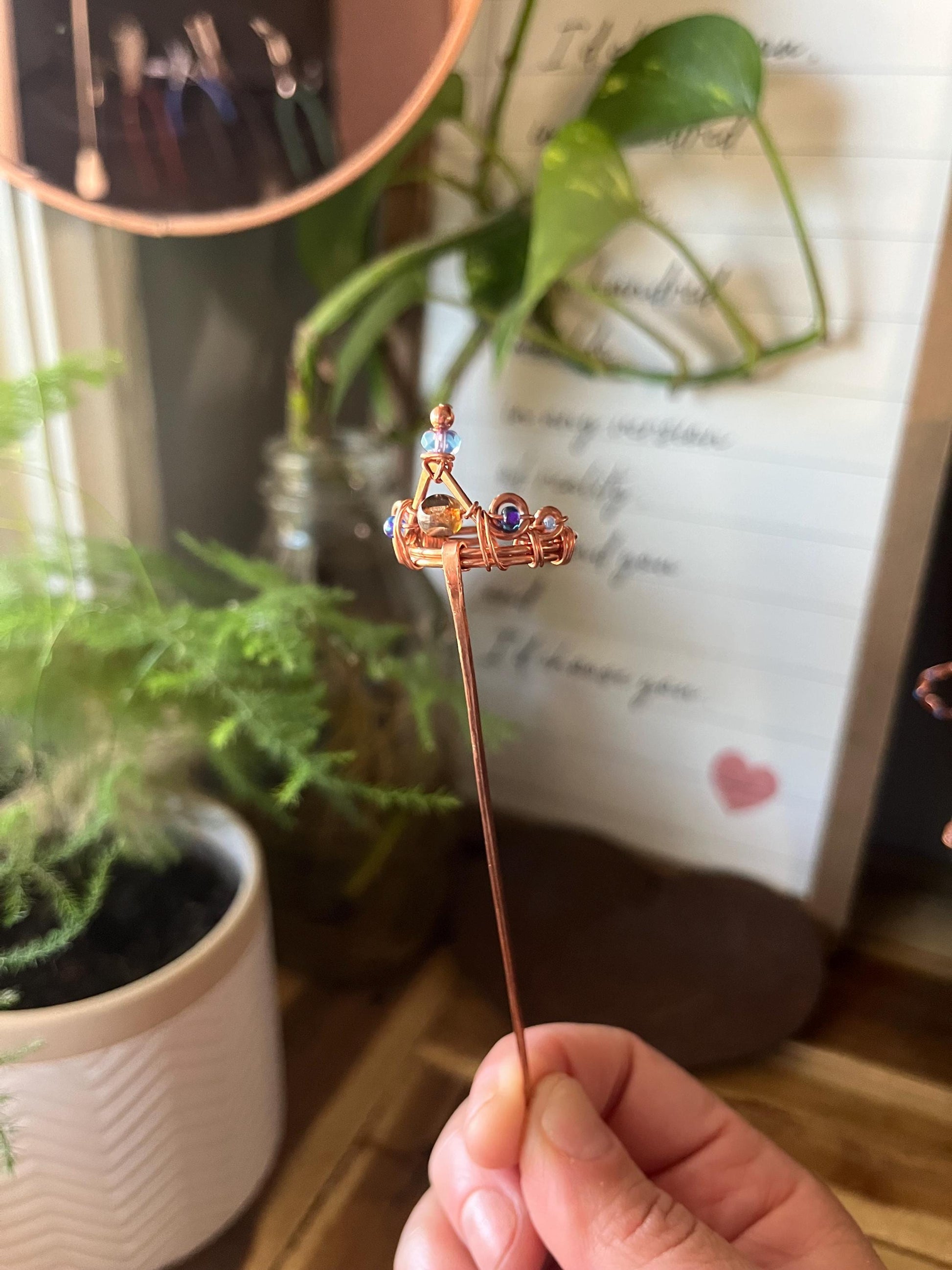 Fantasy Crown Tiara Book Mark Book Hook Handmade Copper Bookmark: Book Jewelry, Reader Bookish Gift, Book Club, 7 Year Anniversary Gift