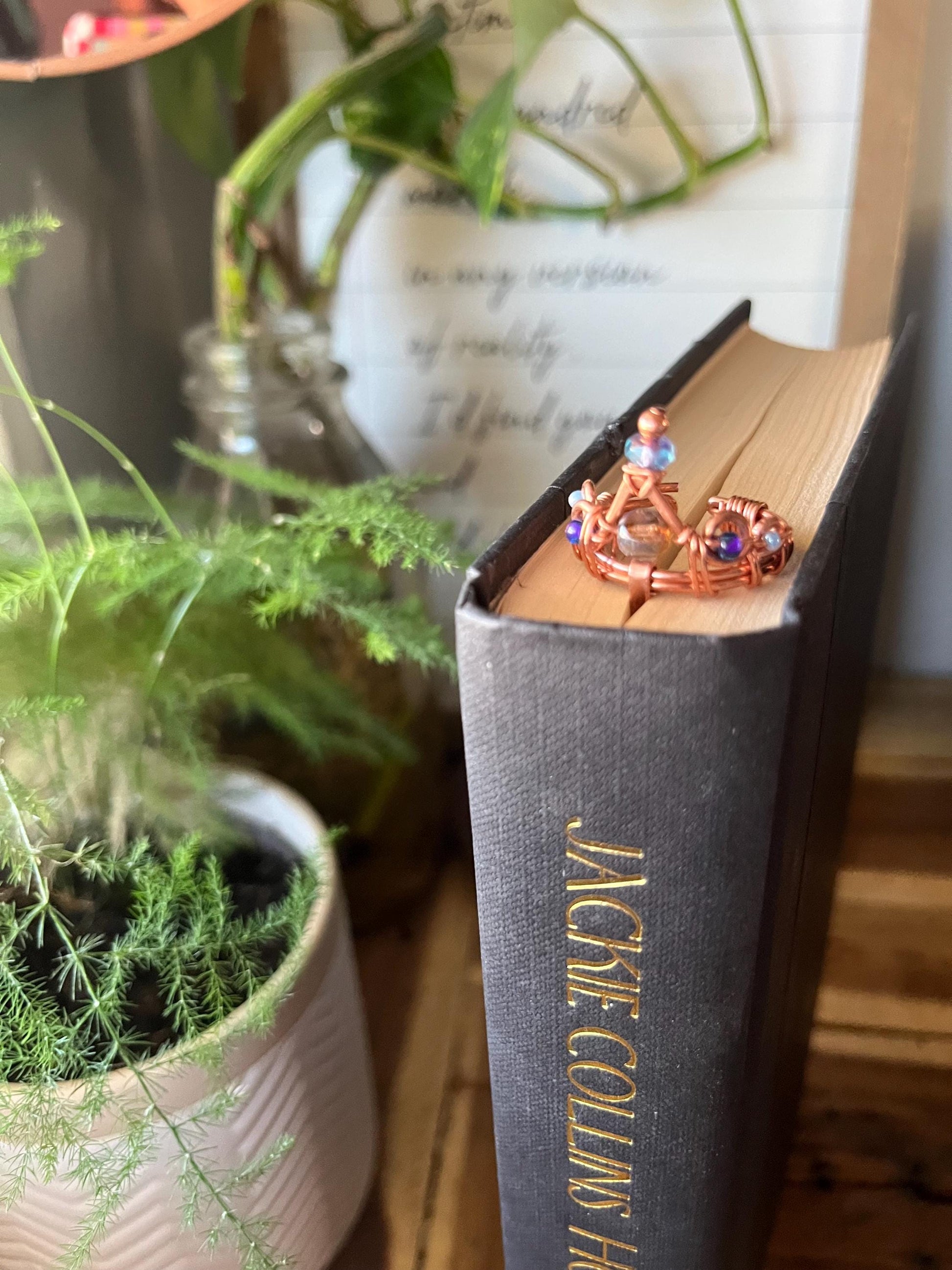 Fantasy Crown Tiara Book Mark Book Hook Handmade Copper Bookmark: Book Jewelry, Reader Bookish Gift, Book Club, 7 Year Anniversary Gift