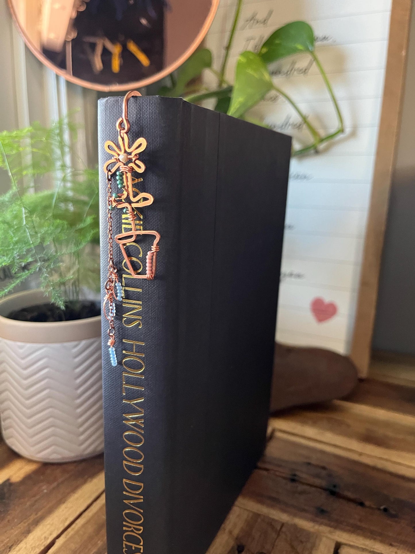 Flower Pot Book Mark Book Hook Handmade Copper Bookmark: Floral Book Jewelry, Reader Bookish Gift, Book Club, 7 Year Anniversary Gift