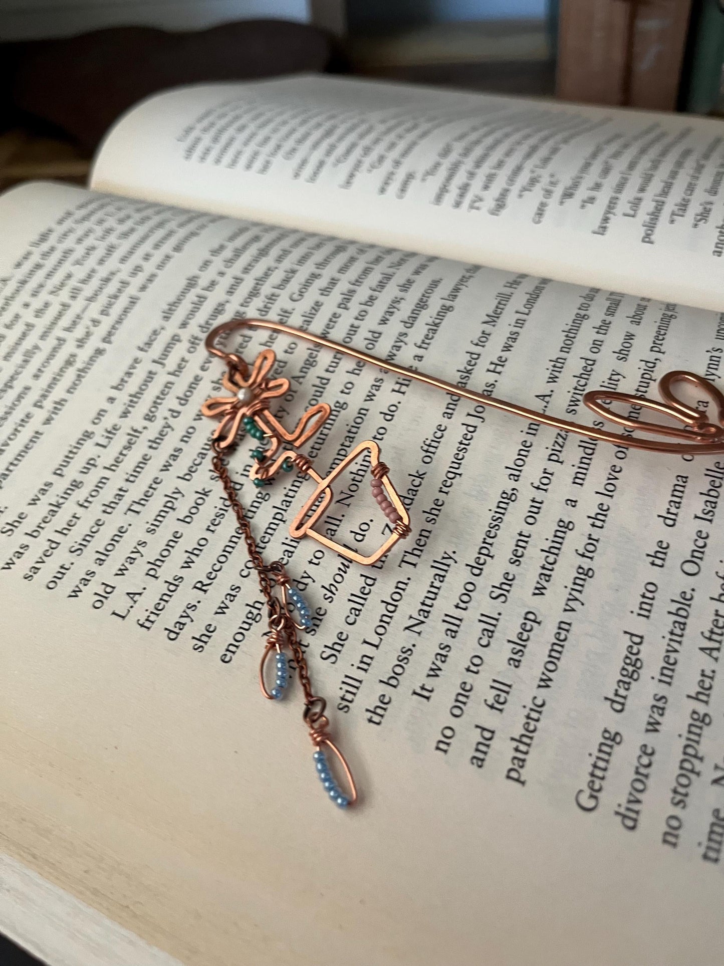 Flower Pot Book Mark Book Hook Handmade Copper Bookmark: Floral Book Jewelry, Reader Bookish Gift, Book Club, 7 Year Anniversary Gift