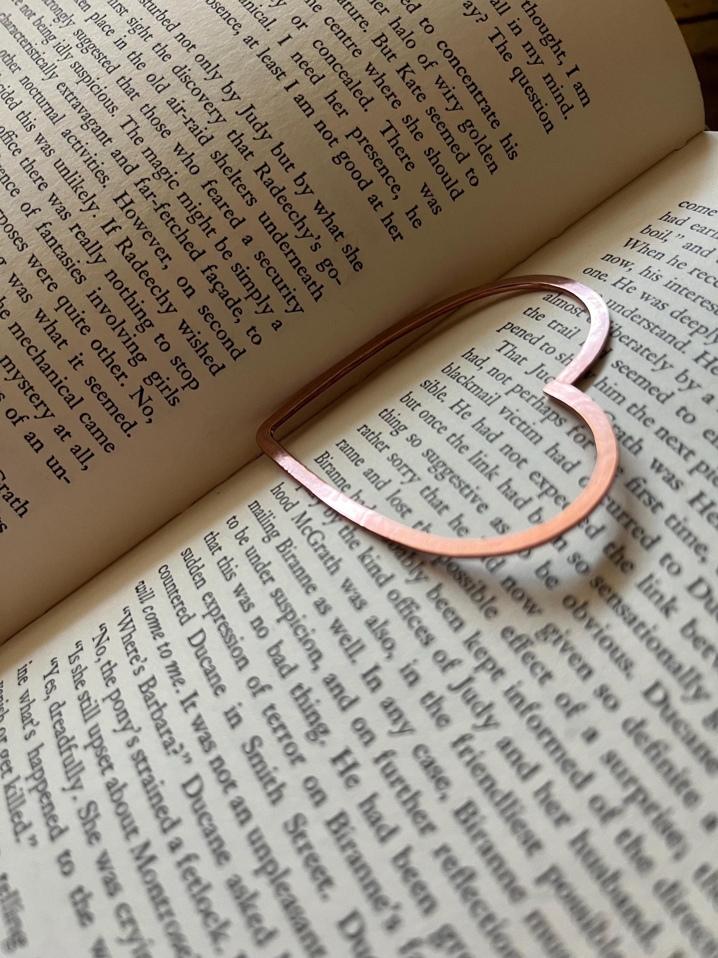 Copper Heart Handmade Bookmark: Wire Art Book Jewelry Reading Stationary