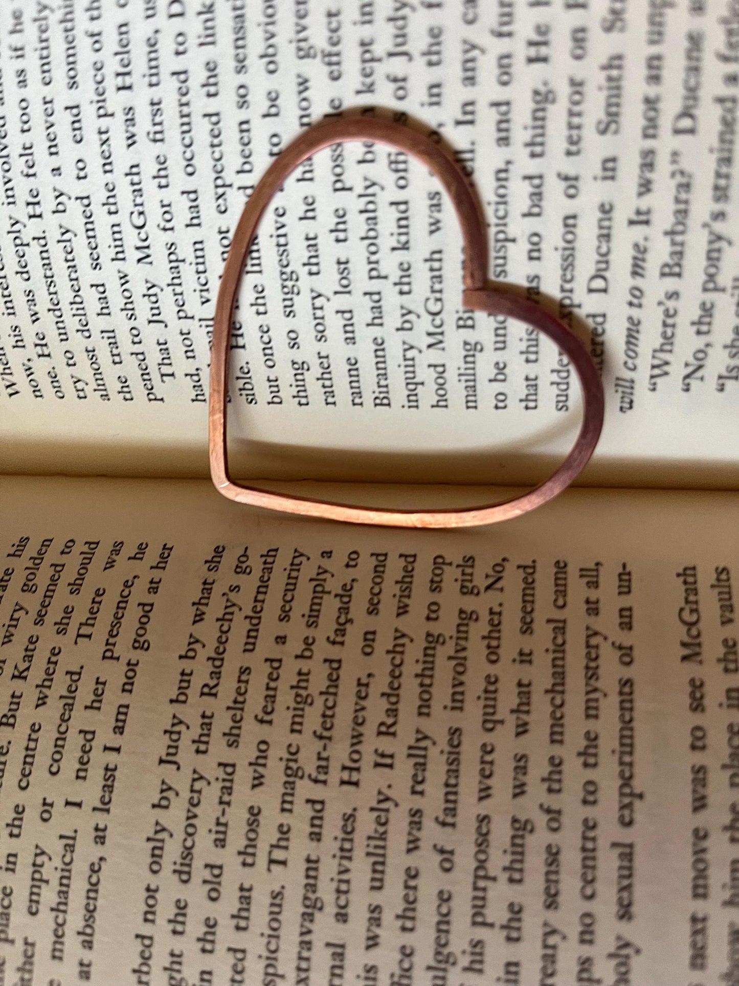 Copper Heart Handmade Bookmark: Wire Art Book Jewelry Reading Stationary