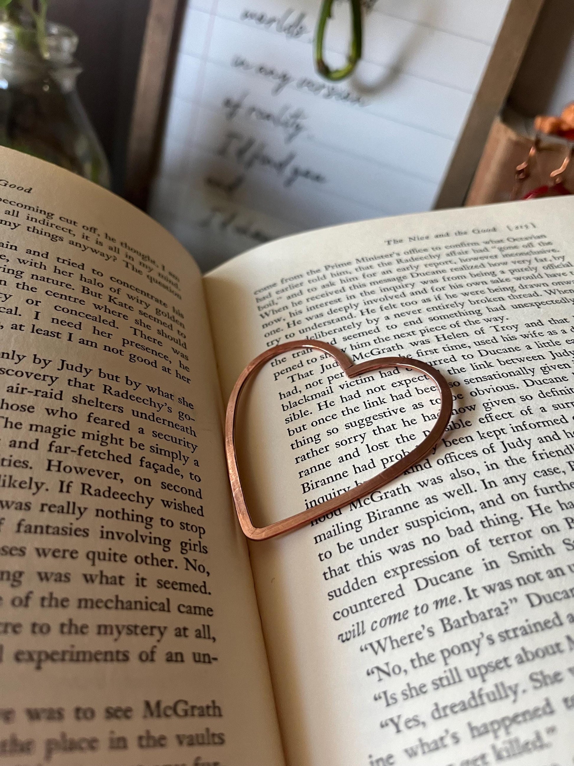 Copper Heart Handmade Bookmark: Wire Art Book Jewelry Reading Stationary
