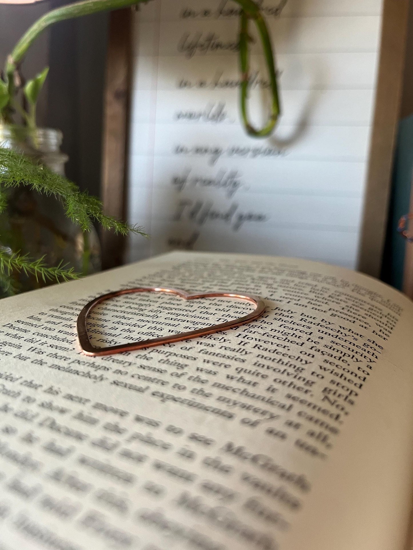 Copper Heart Handmade Bookmark: Wire Art Book Jewelry Reading Stationary