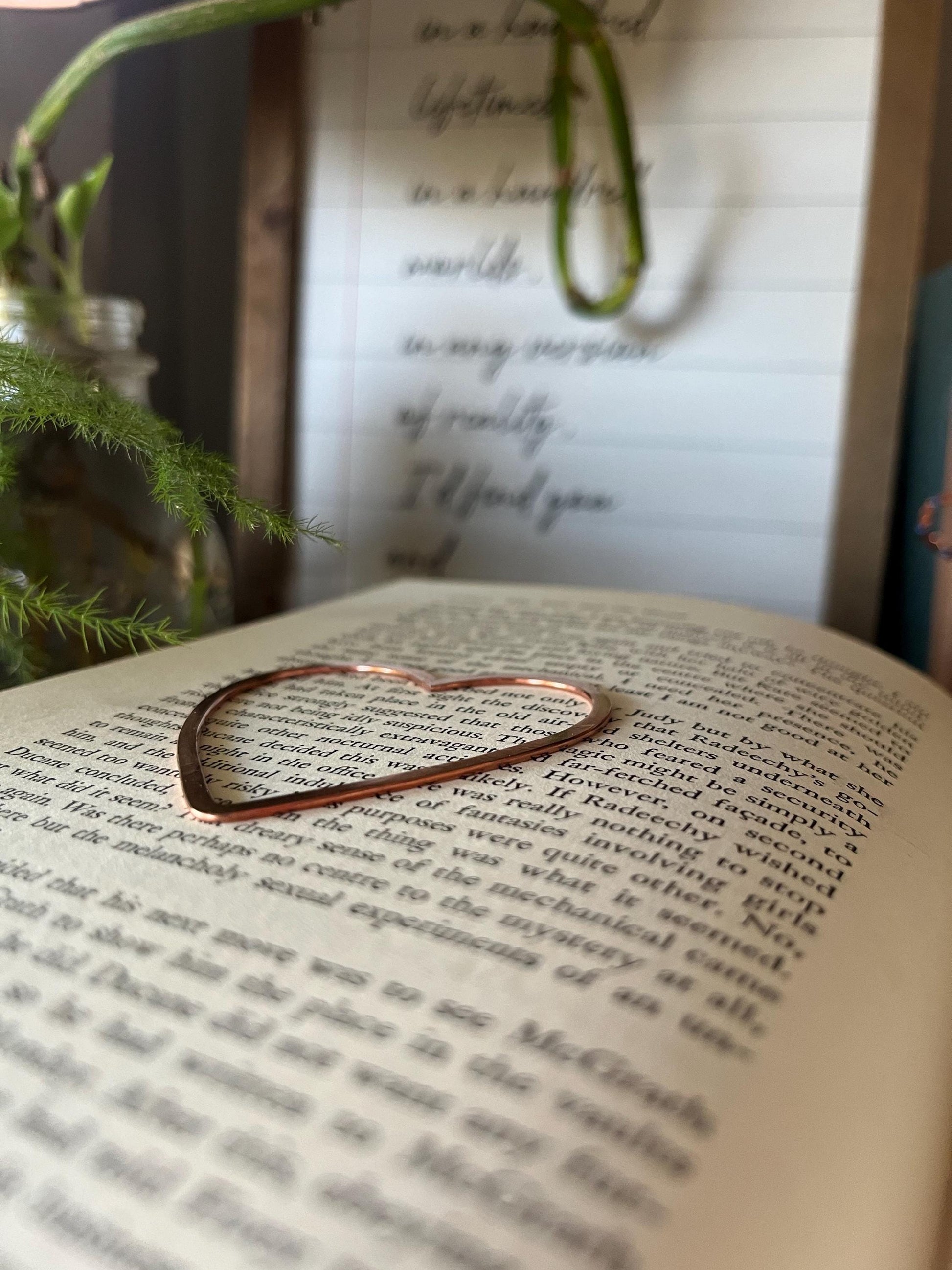 Copper Heart Handmade Bookmark: Wire Art Book Jewelry Reading Stationary