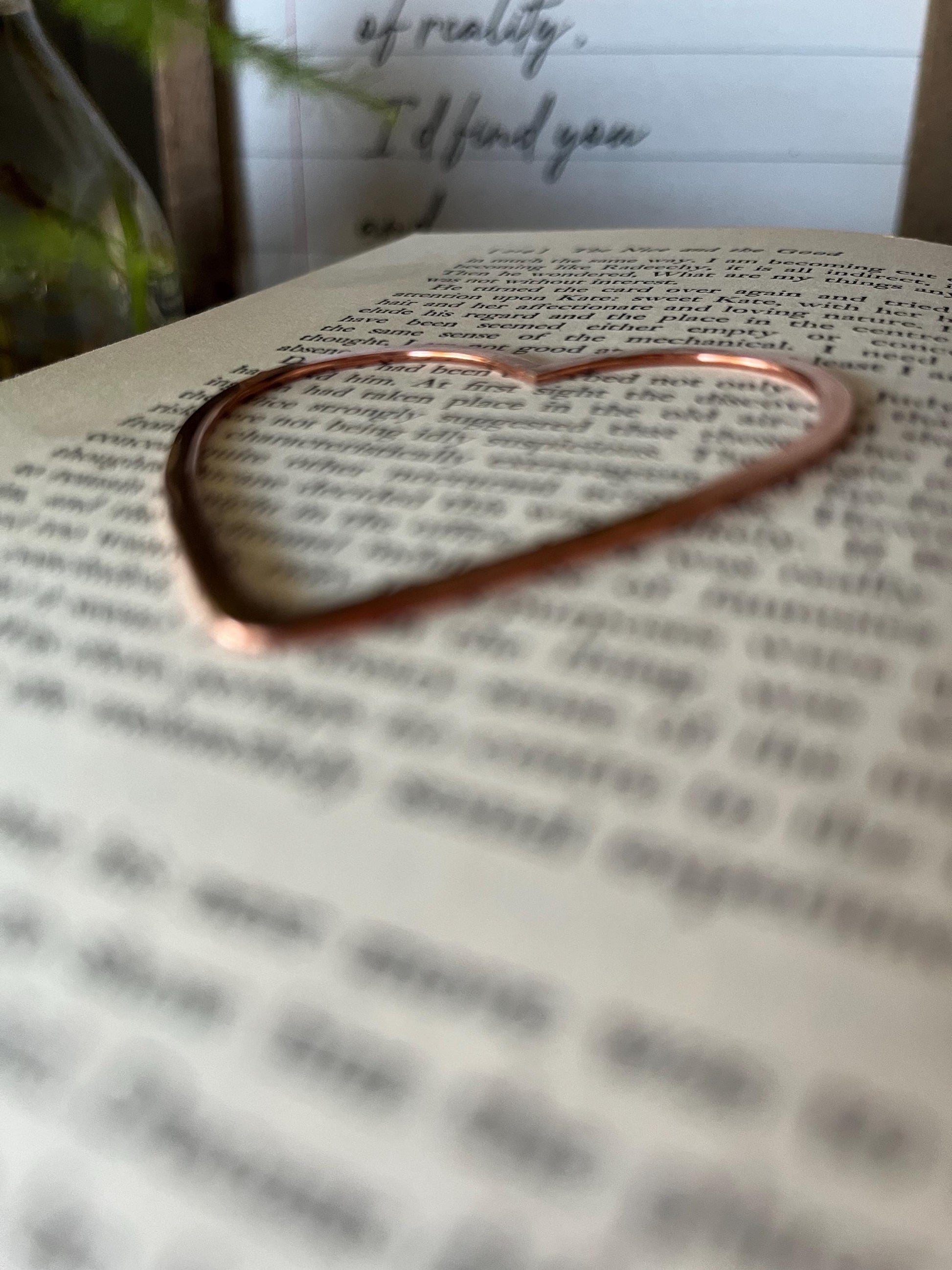 Copper Heart Handmade Bookmark: Wire Art Book Jewelry Reading Stationary