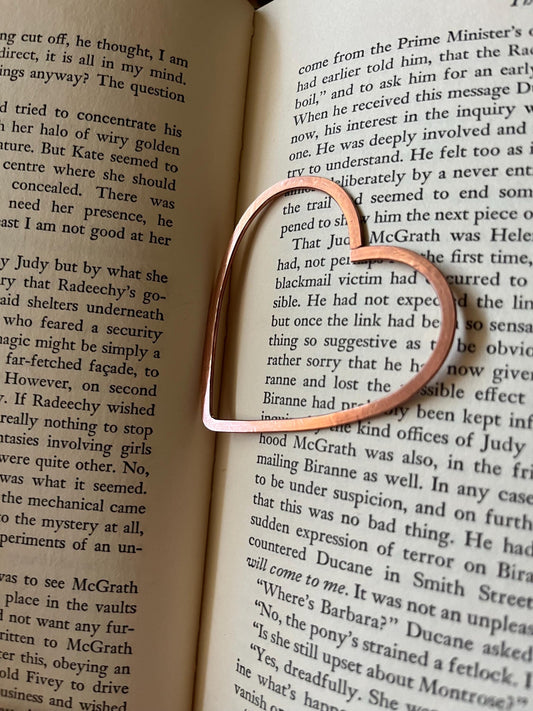 Copper Heart Handmade Bookmark: Wire Art Book Jewelry Reading Stationary
