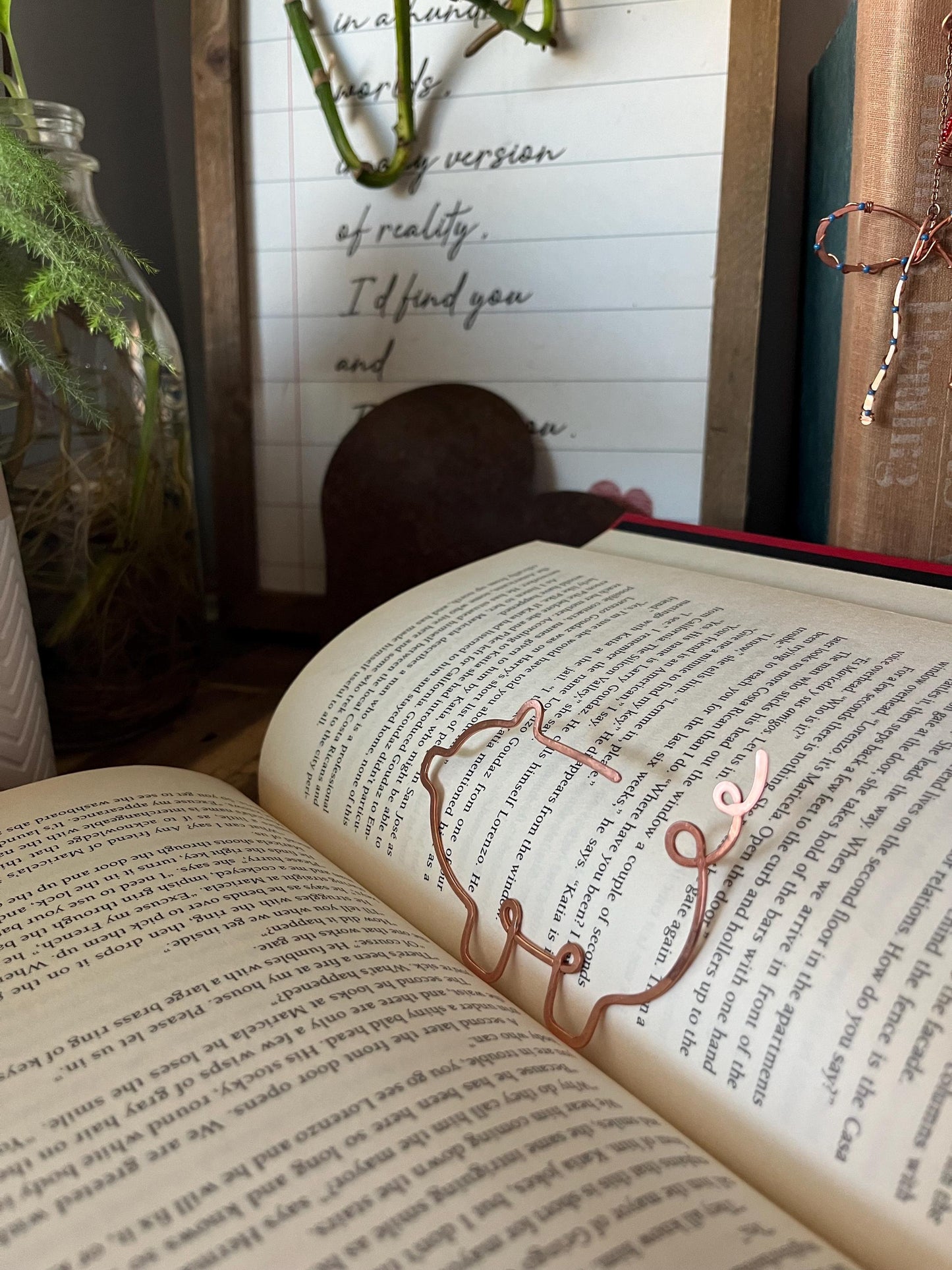 Copper Pig Handmade Bookmark: Farmhouse Book Accessory Reading Stationary