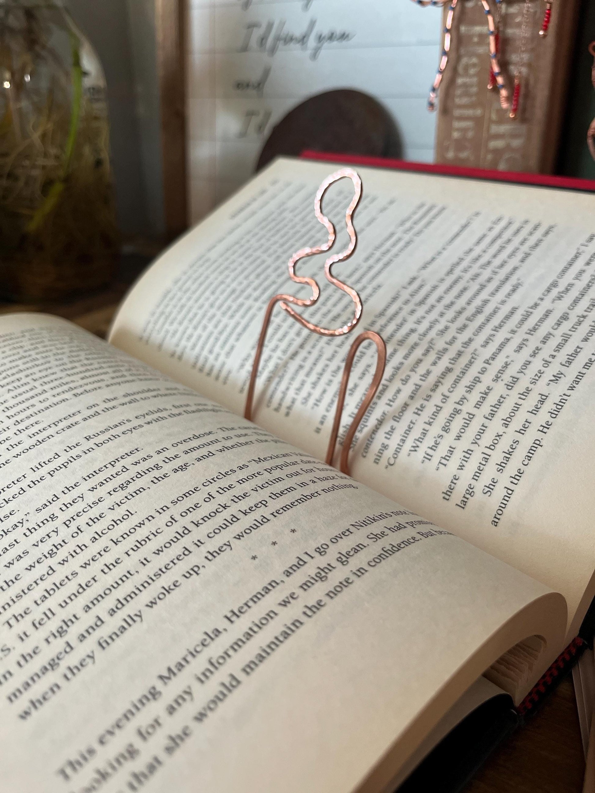 Copper Coffee Mug Handmade Bookmark: Book Lover Gift Reading Stationary
