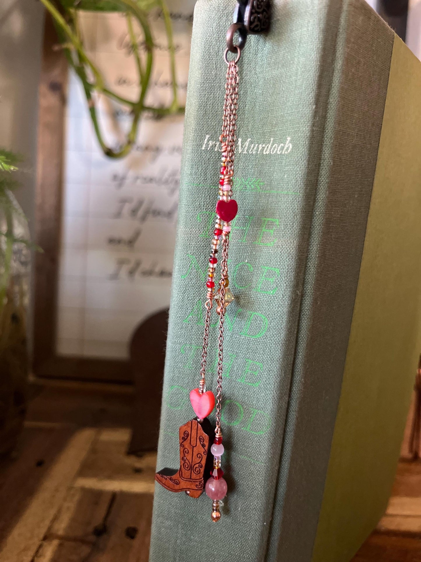 Copper Bead Charm Bookmark Combo: Lobster Claw Hook for Journal/Kindle Charm or Book Hook, Purse Charm by Copper Deflections