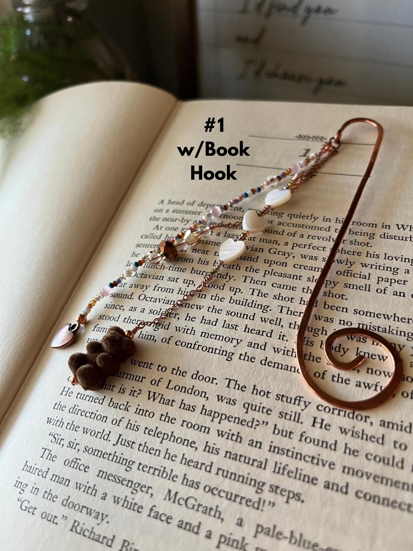 Copper Bead Charm Bookmark Combo: Lobster Claw Hook for Journal/Kindle Charm or Book Hook, Purse Charm by Copper Deflections