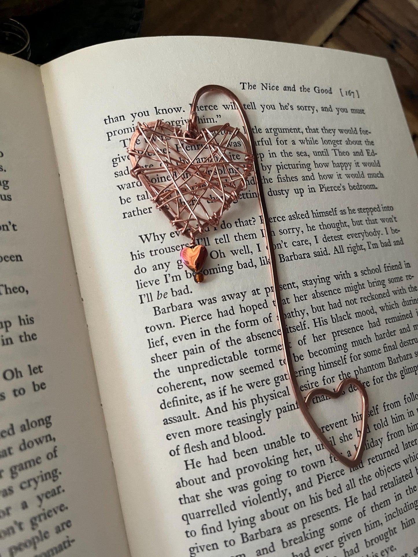 Heart Wire wrapped Book Hook Handmade Copper Bookmark: Book Jewelry, Reader Bookish Gift, Book Club, 7 Year Anniversary, Reading Healed Me