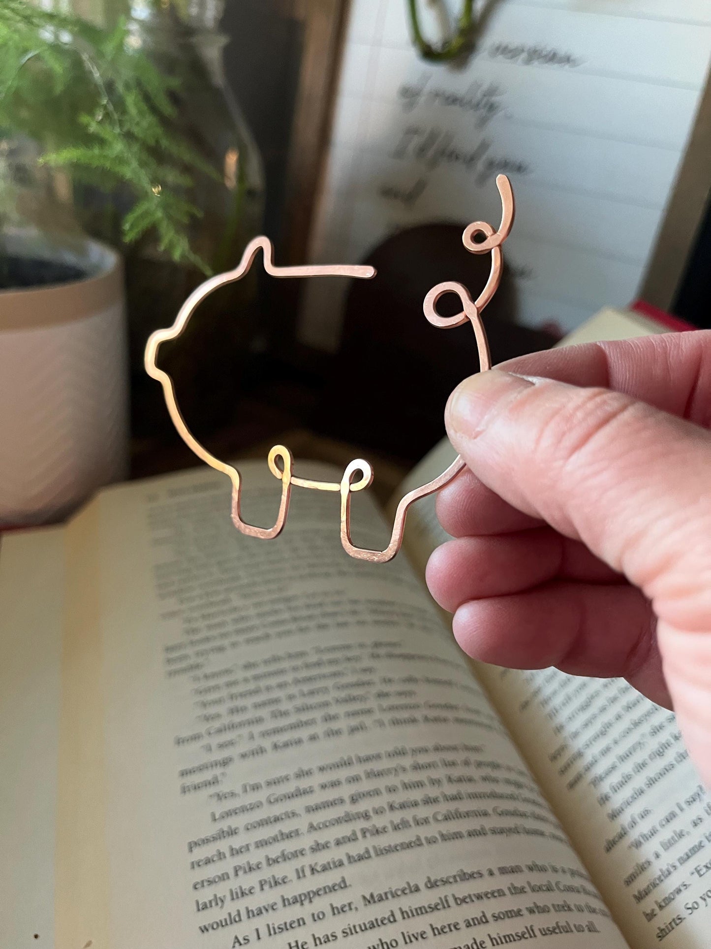 Copper Pig Handmade Bookmark: Farmhouse Book Accessory Reading Stationary