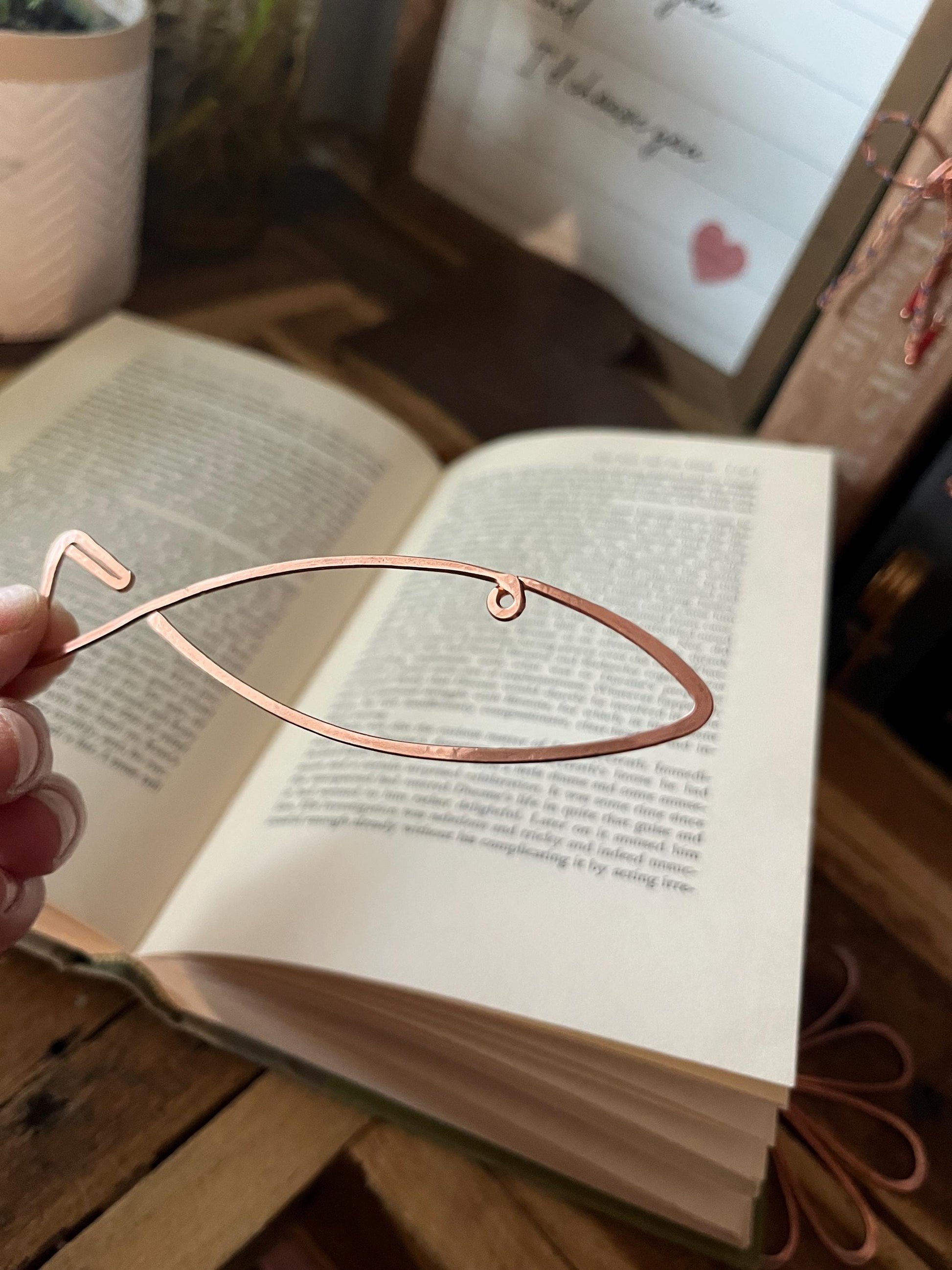 Sardine Rustic Bookmark: Handmade Copper Book Jewelry by Copper Deflections, Book Lovers Gift, Reading Accessory, 7yr Copper Anniversary