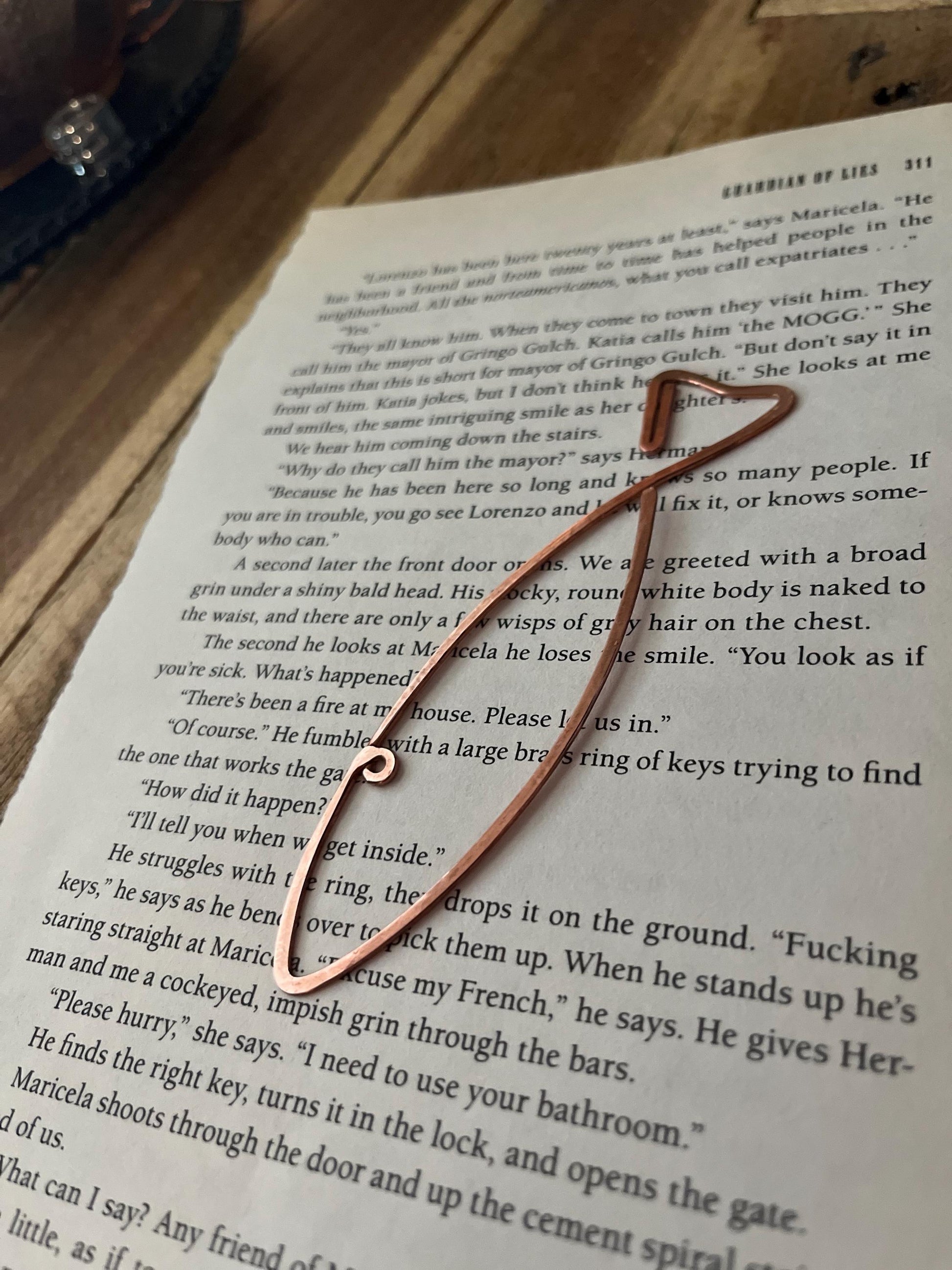 Sardine Rustic Bookmark: Handmade Copper Book Jewelry by Copper Deflections, Book Lovers Gift, Reading Accessory, 7yr Copper Anniversary