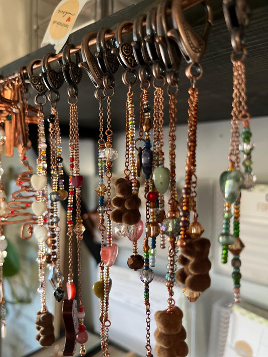 Copper Bead Charm Bookmark Combo: Lobster Claw Hook for Journal/Kindle Charm or Book Hook, Purse Charm by Copper Deflections