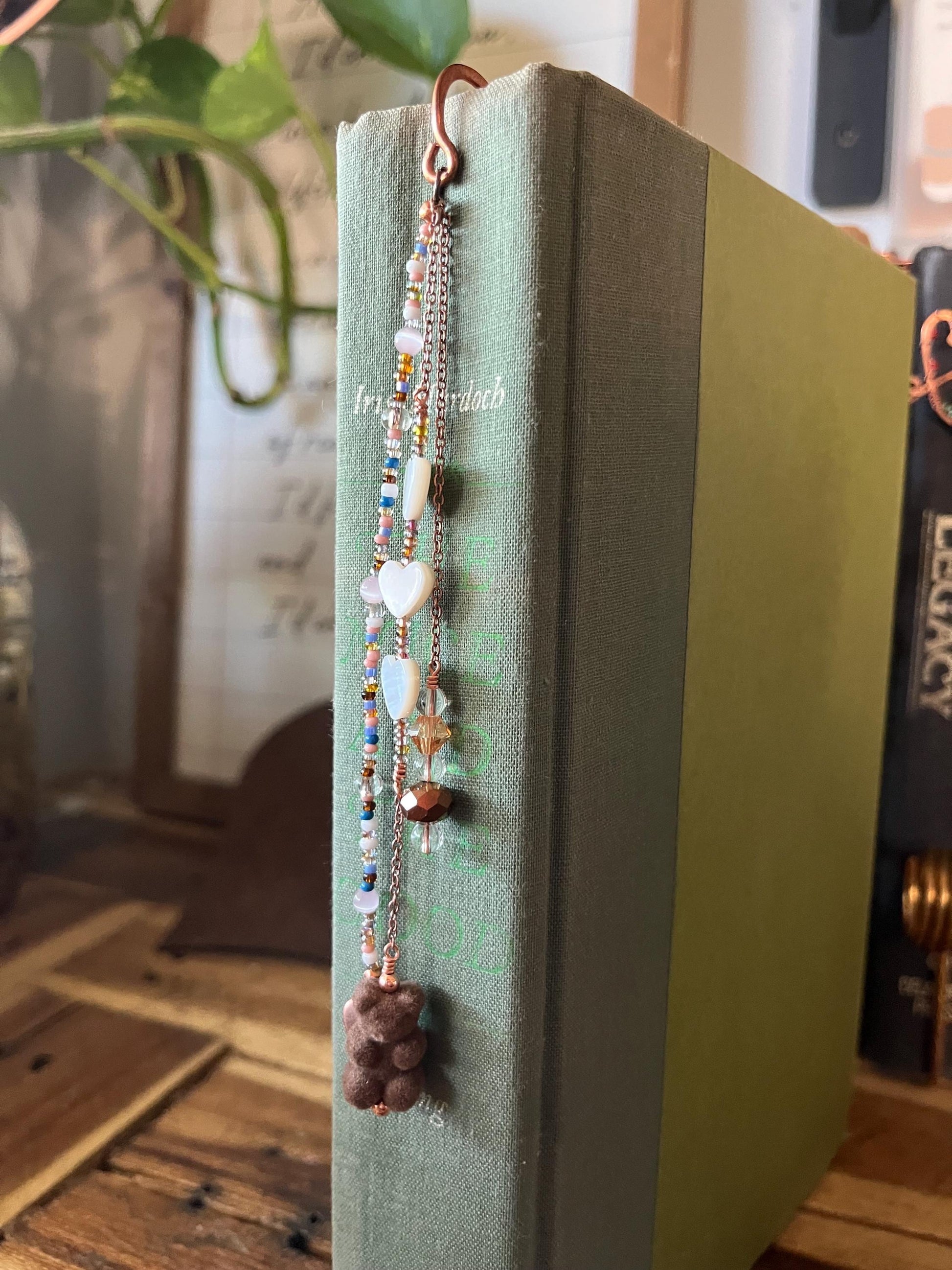 Copper Bead Charm Bookmark Combo: Lobster Claw Hook for Journal/Kindle Charm or Book Hook, Purse Charm by Copper Deflections