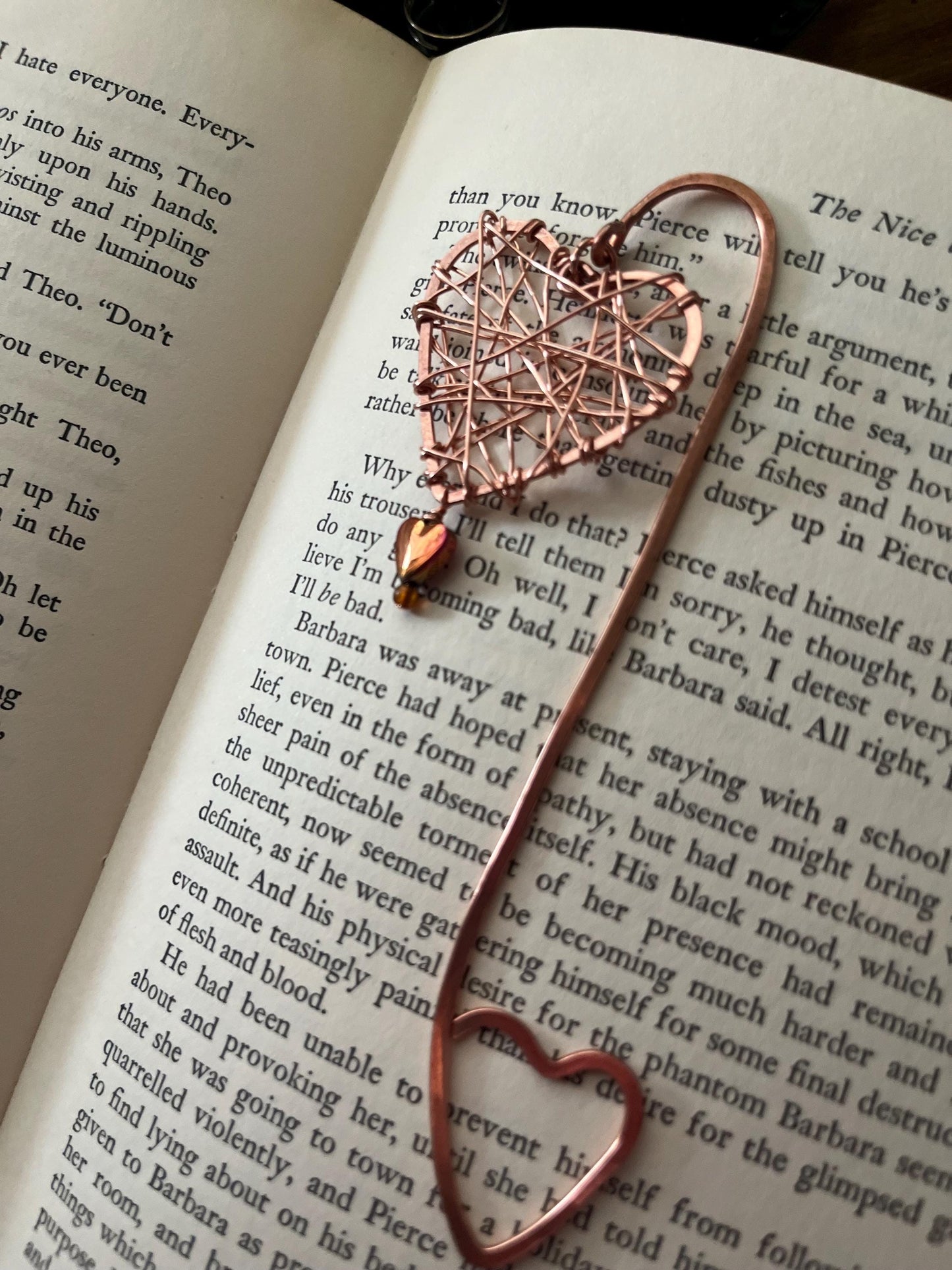 Heart Wire wrapped Book Hook Handmade Copper Bookmark: Book Jewelry, Reader Bookish Gift, Book Club, 7 Year Anniversary, Reading Healed Me