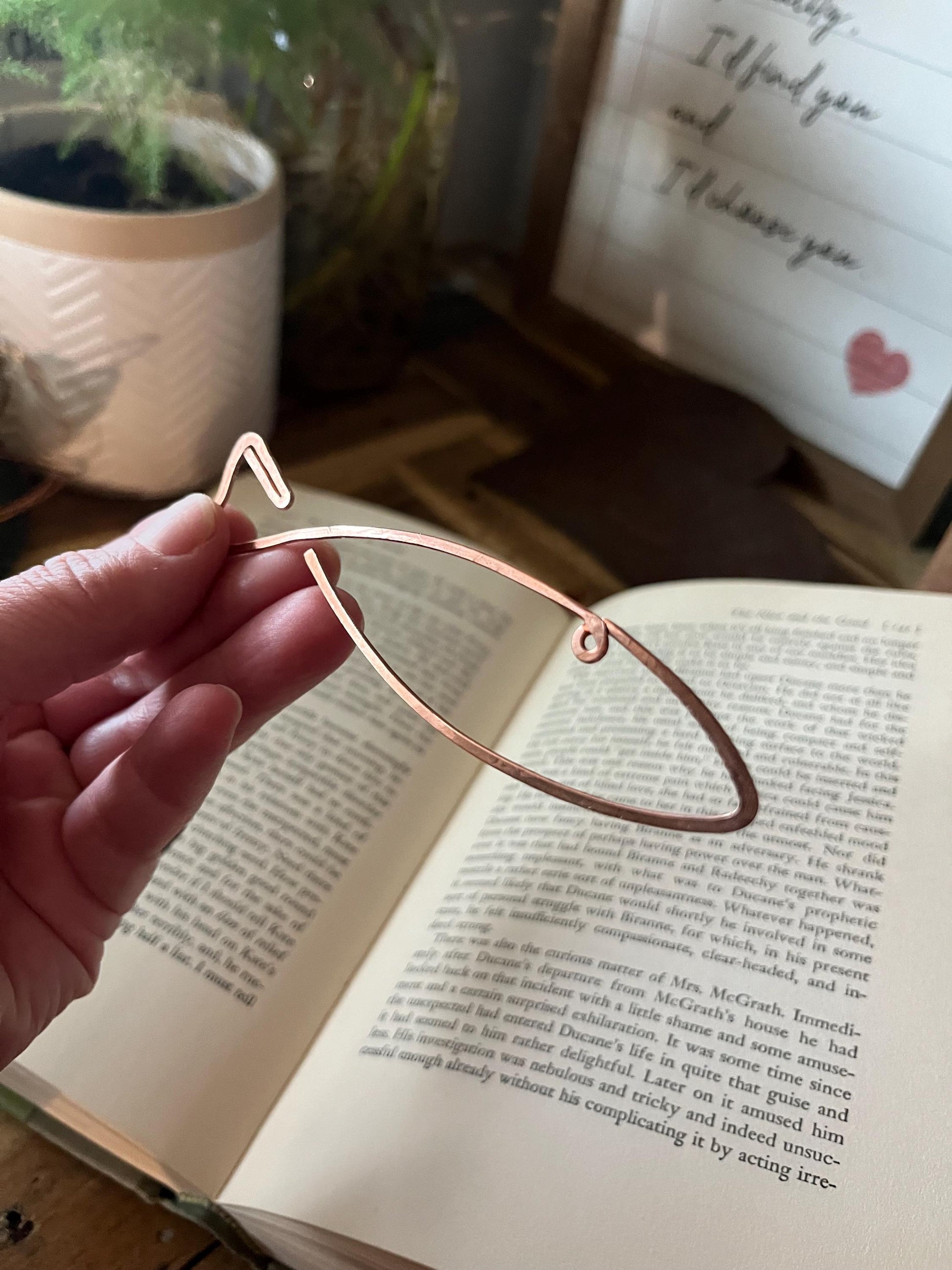 Sardine Rustic Bookmark: Handmade Copper Book Jewelry by Copper Deflections, Book Lovers Gift, Reading Accessory, 7yr Copper Anniversary
