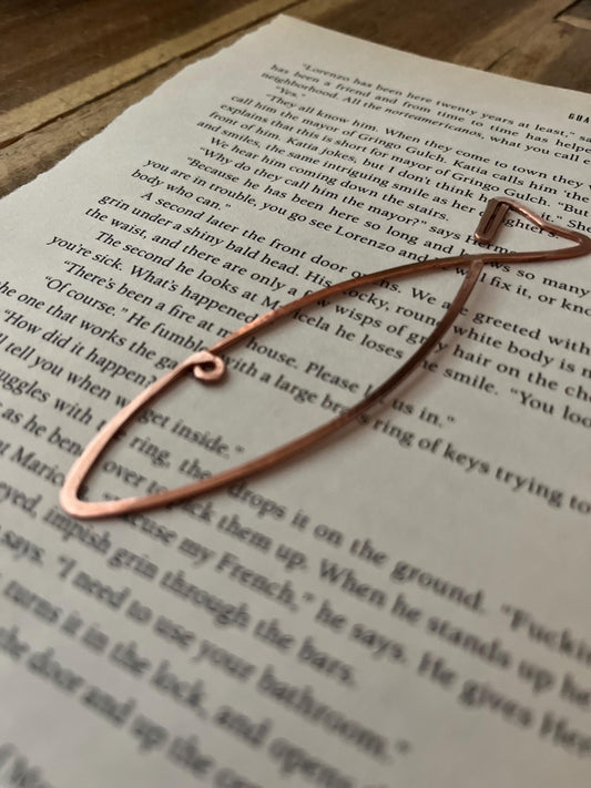 Sardine Rustic Bookmark: Handmade Copper Book Jewelry by Copper Deflections, Book Lovers Gift, Reading Accessory, 7yr Copper Anniversary