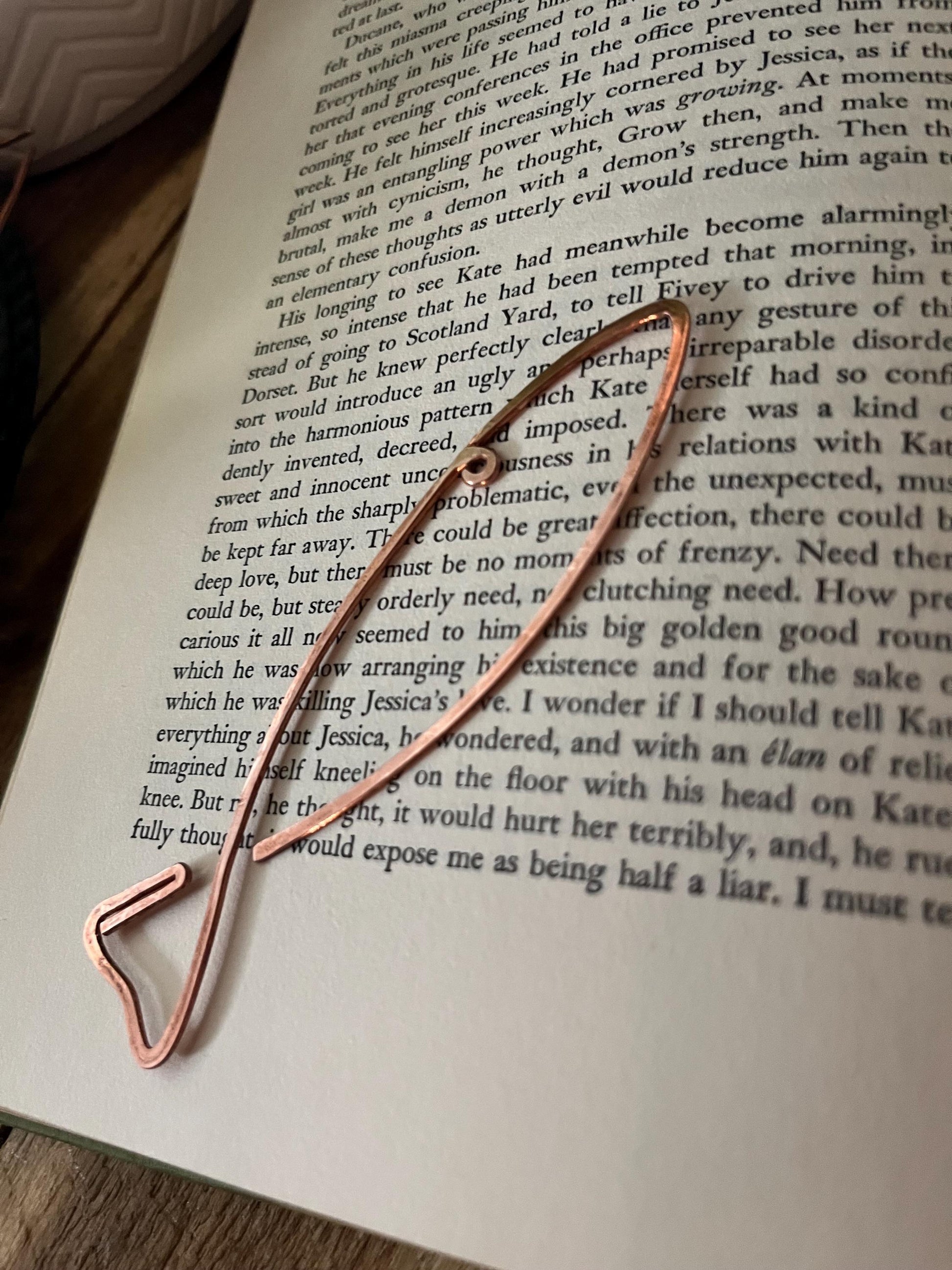 Sardine Rustic Bookmark: Handmade Copper Book Jewelry by Copper Deflections, Book Lovers Gift, Reading Accessory, 7yr Copper Anniversary