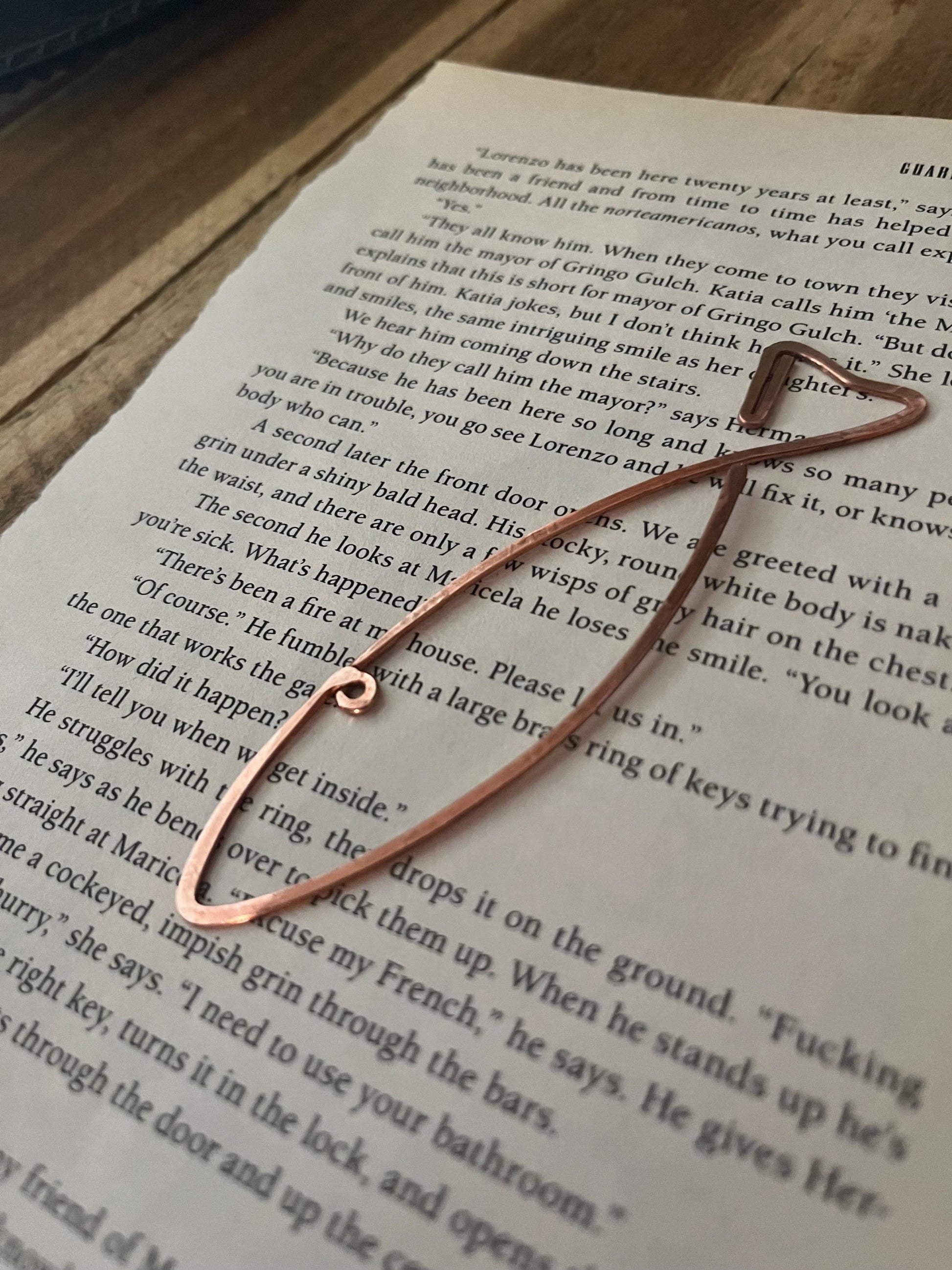 Sardine Rustic Bookmark: Handmade Copper Book Jewelry by Copper Deflections, Book Lovers Gift, Reading Accessory, 7yr Copper Anniversary