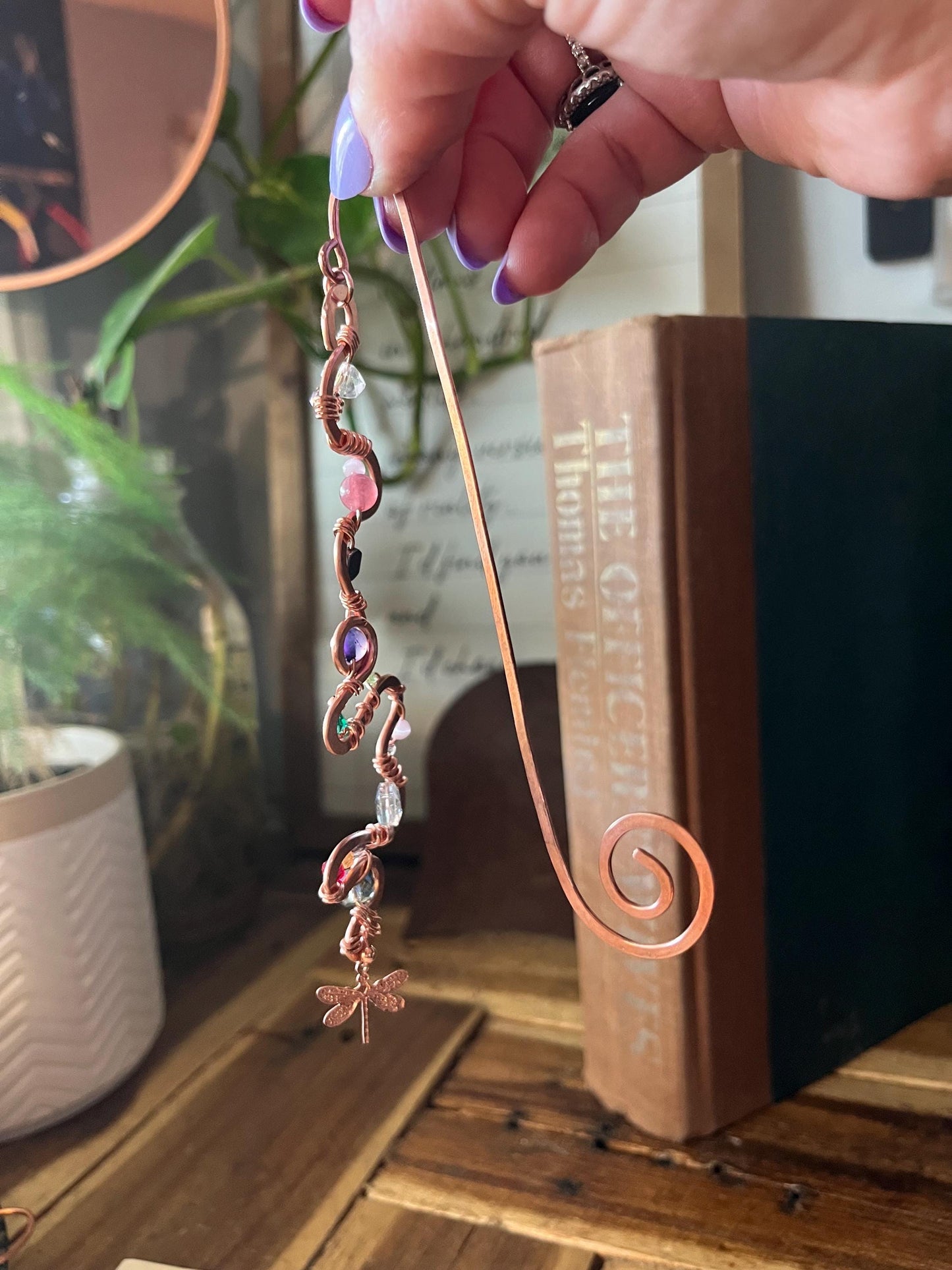 Copper and Beauty Book Hook Handmade Bookmark: Book Jewelry, Luxury Reader Bookish Gift, Book Club, 7 Year Anniversary By Copper Deflections