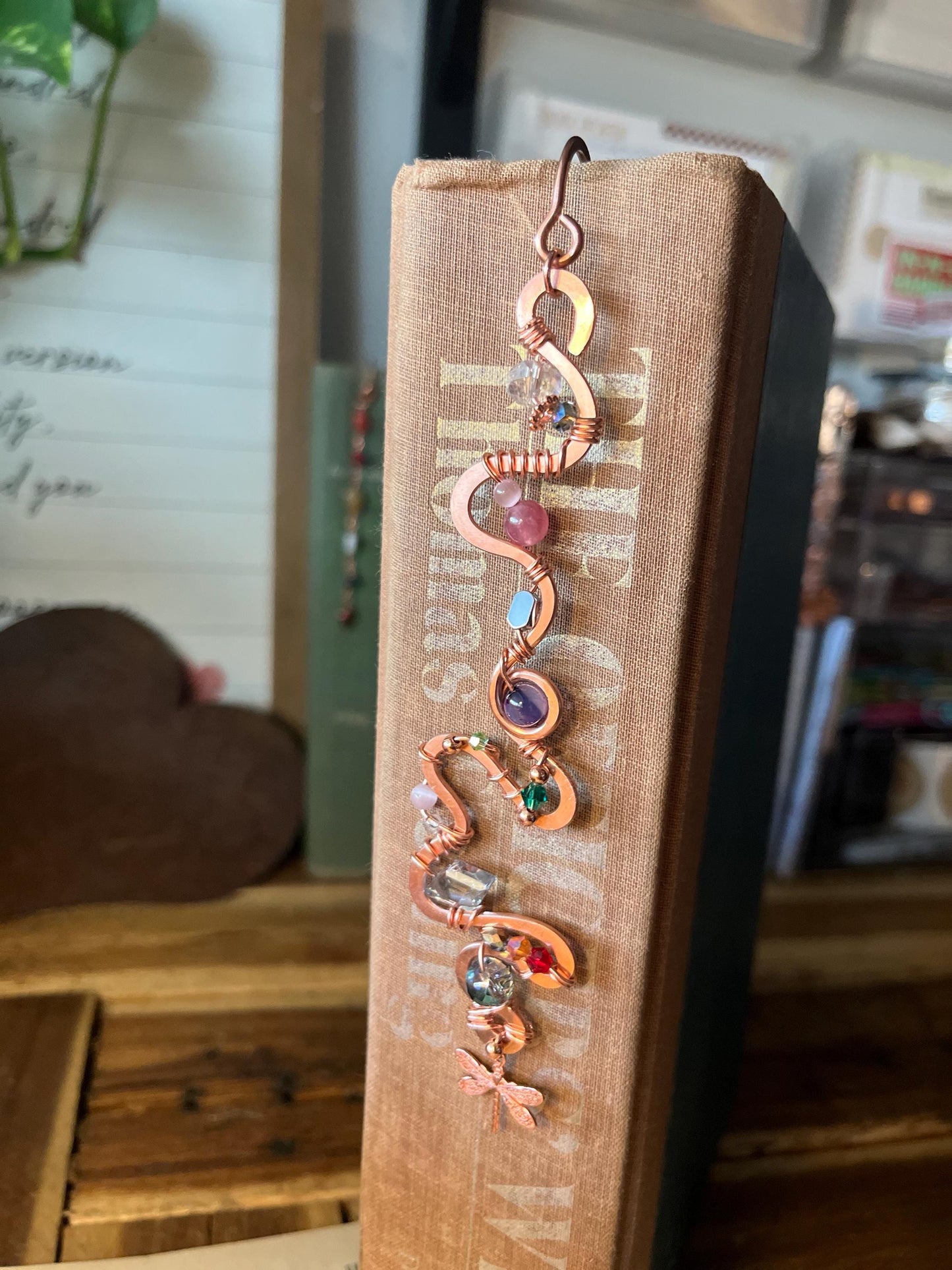 Copper and Beauty Book Hook Handmade Bookmark: Book Jewelry, Luxury Reader Bookish Gift, Book Club, 7 Year Anniversary By Copper Deflections